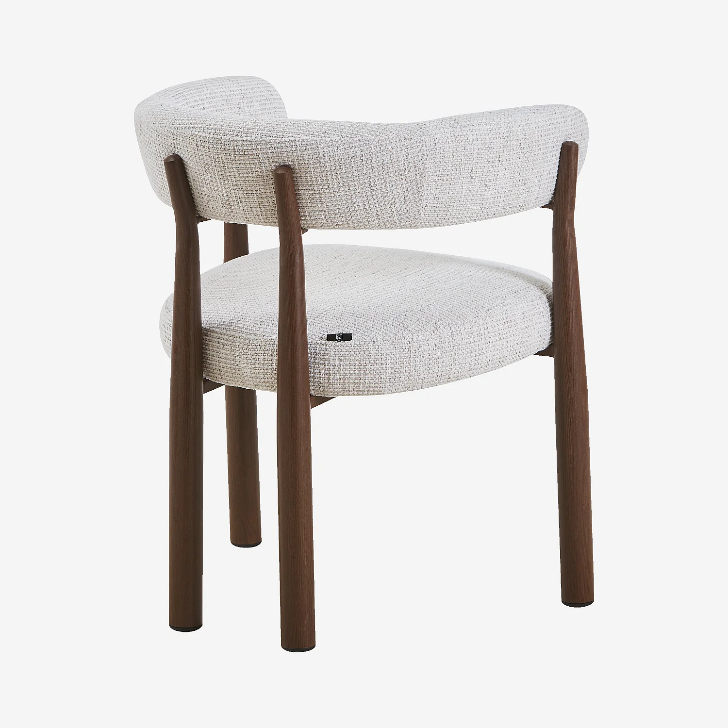 Lot de 2 chaises en tissu et métal finition noyer avec accoudoirs - Blanc cassé - 5