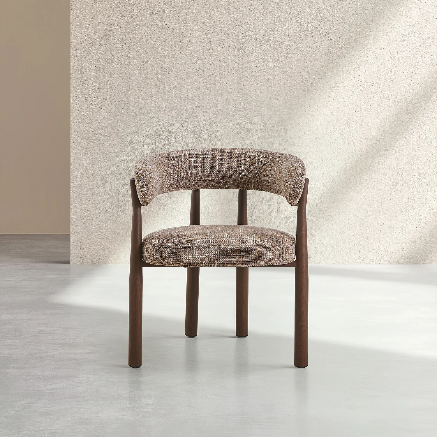 Lot de 2 chaises en tissu et métal finition noyer avec accoudoirs - Taupe - 3