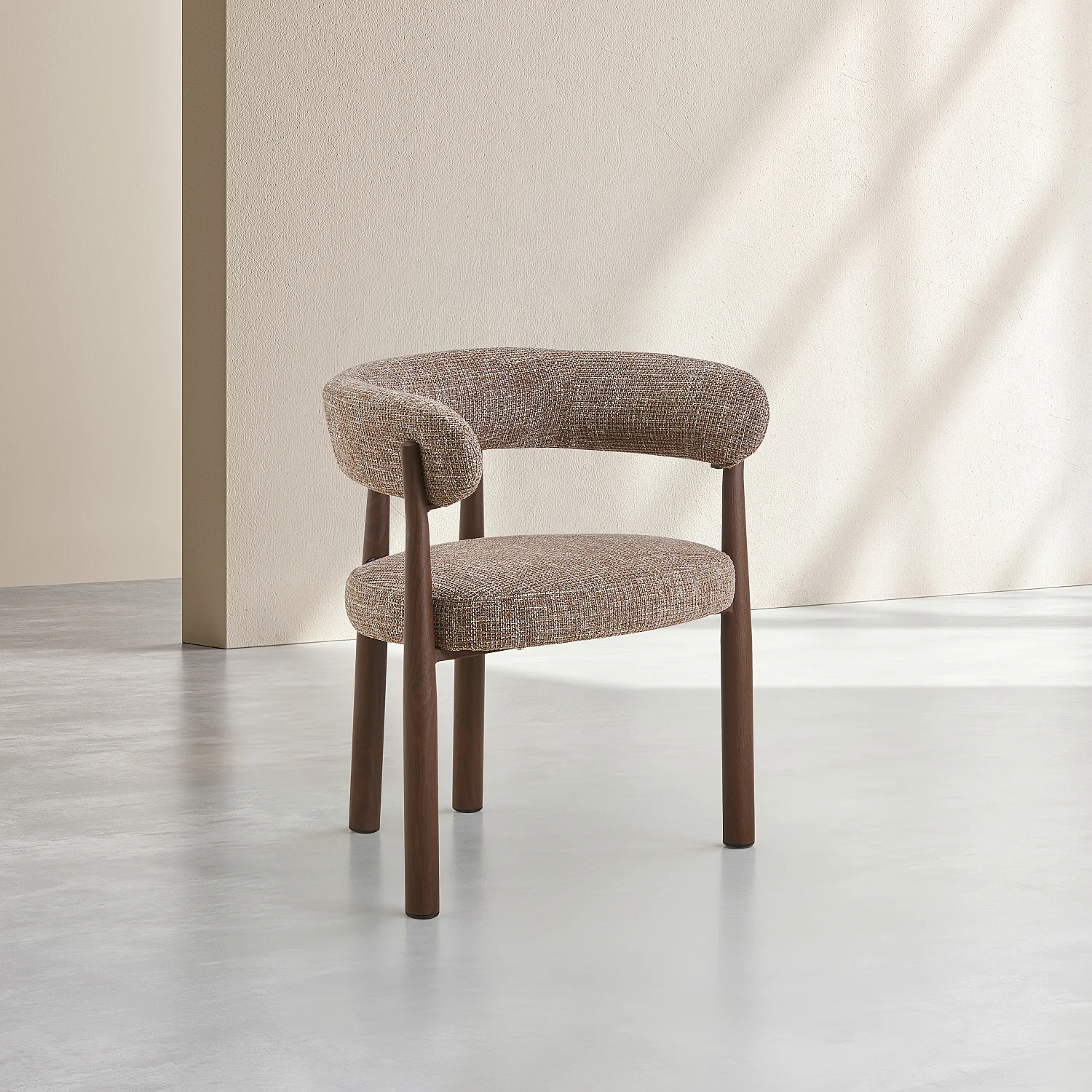 Lot de 2 chaises en tissu et métal finition noyer avec accoudoirs - Taupe - 2