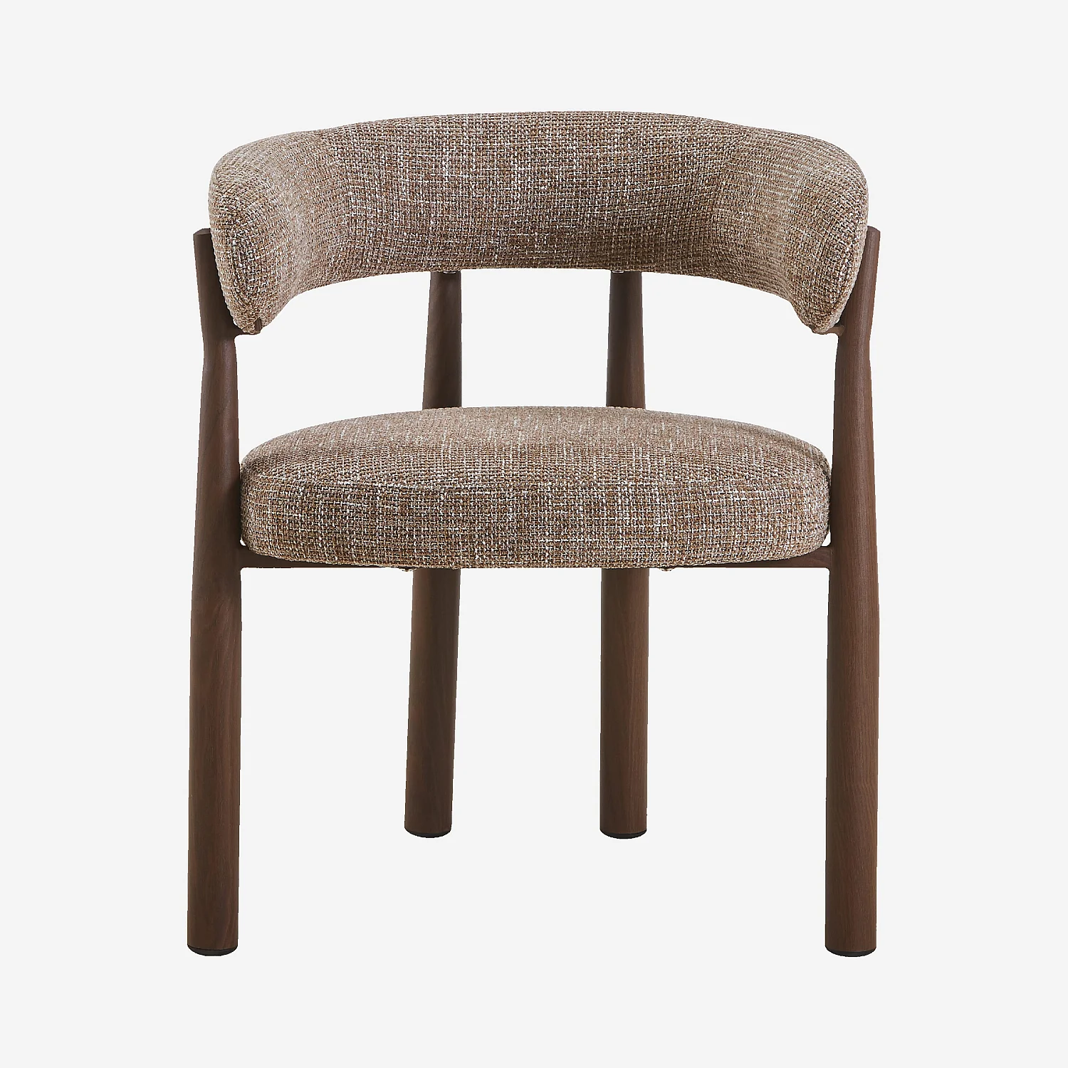 Lot de 2 chaises en tissu et métal finition noyer avec accoudoirs - Taupe - 2