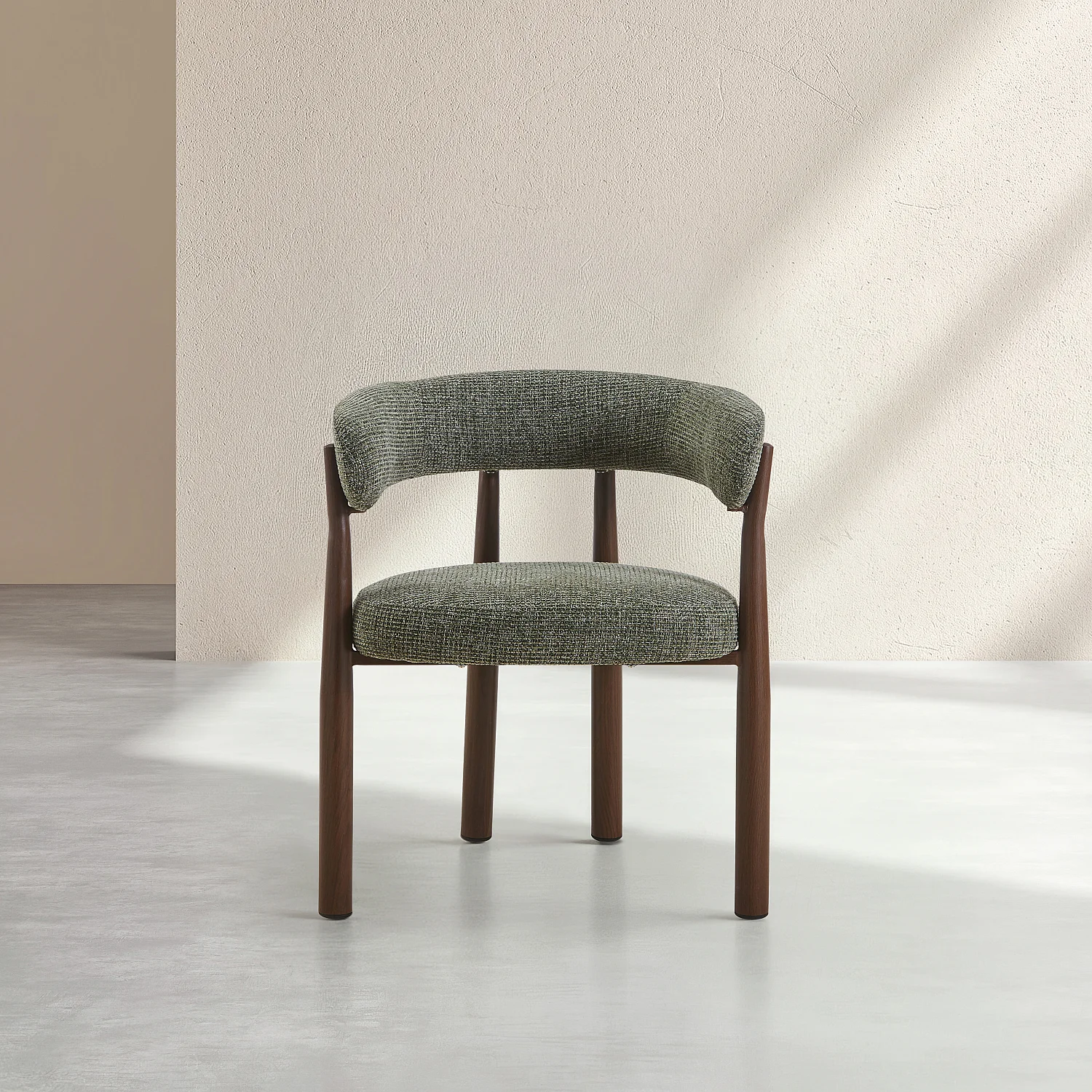 Lot de 2 chaises en tissu et métal finition noyer avec accoudoirs - Vert sapin - 3