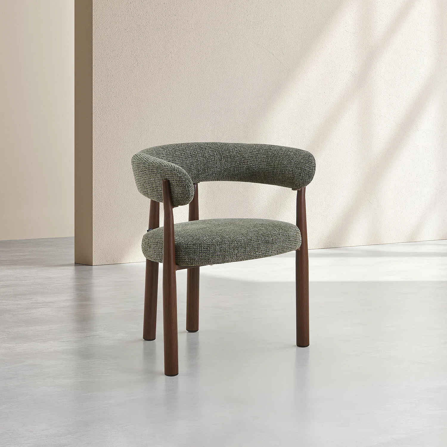 Lot de 2 chaises en tissu et métal finition noyer avec accoudoirs - Vert sapin - 2