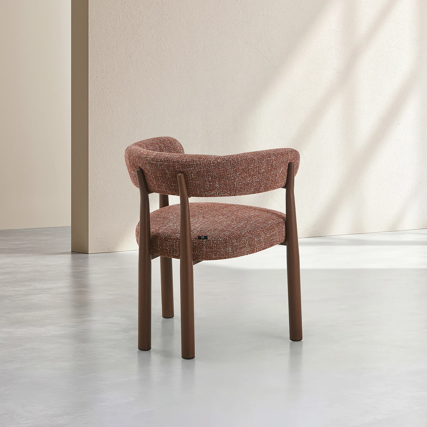 Set di 2 sedie in tessuto e metallo effetto noce con braccioli - Terracotta - 4