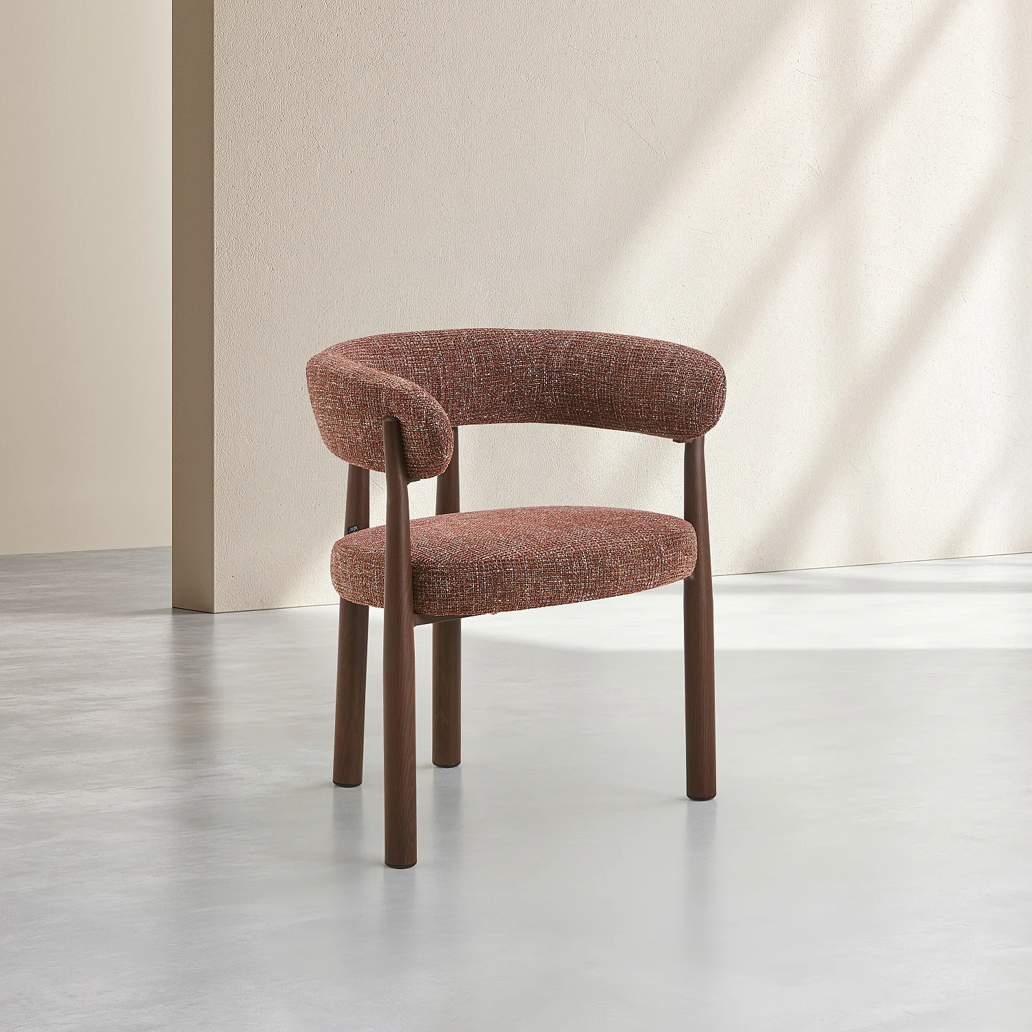 Set di 2 sedie in tessuto e metallo effetto noce con braccioli - Terracotta - 2
