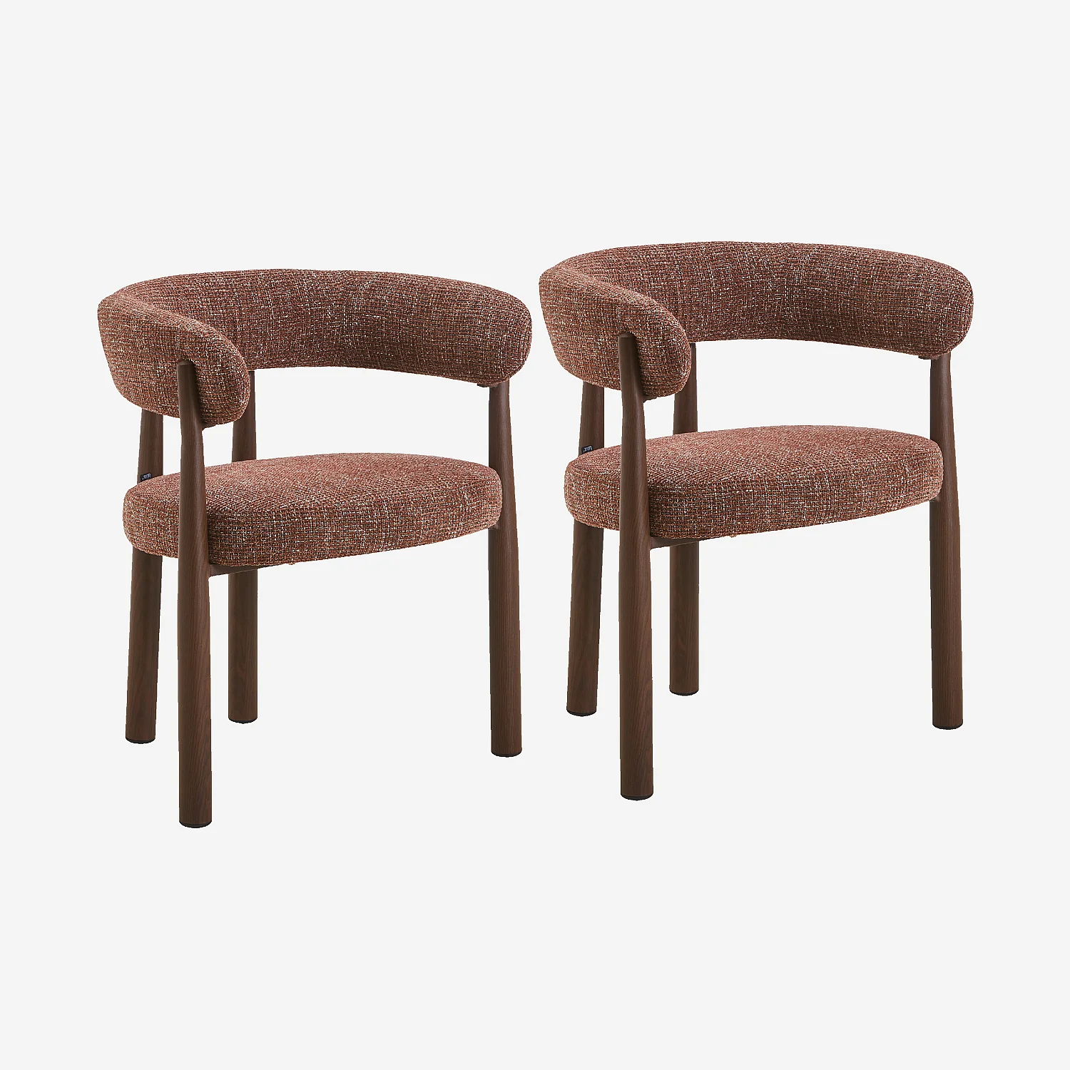 Lot de 2 chaises en tissu et métal finition noyer avec accoudoirs - Terracotta - 1
