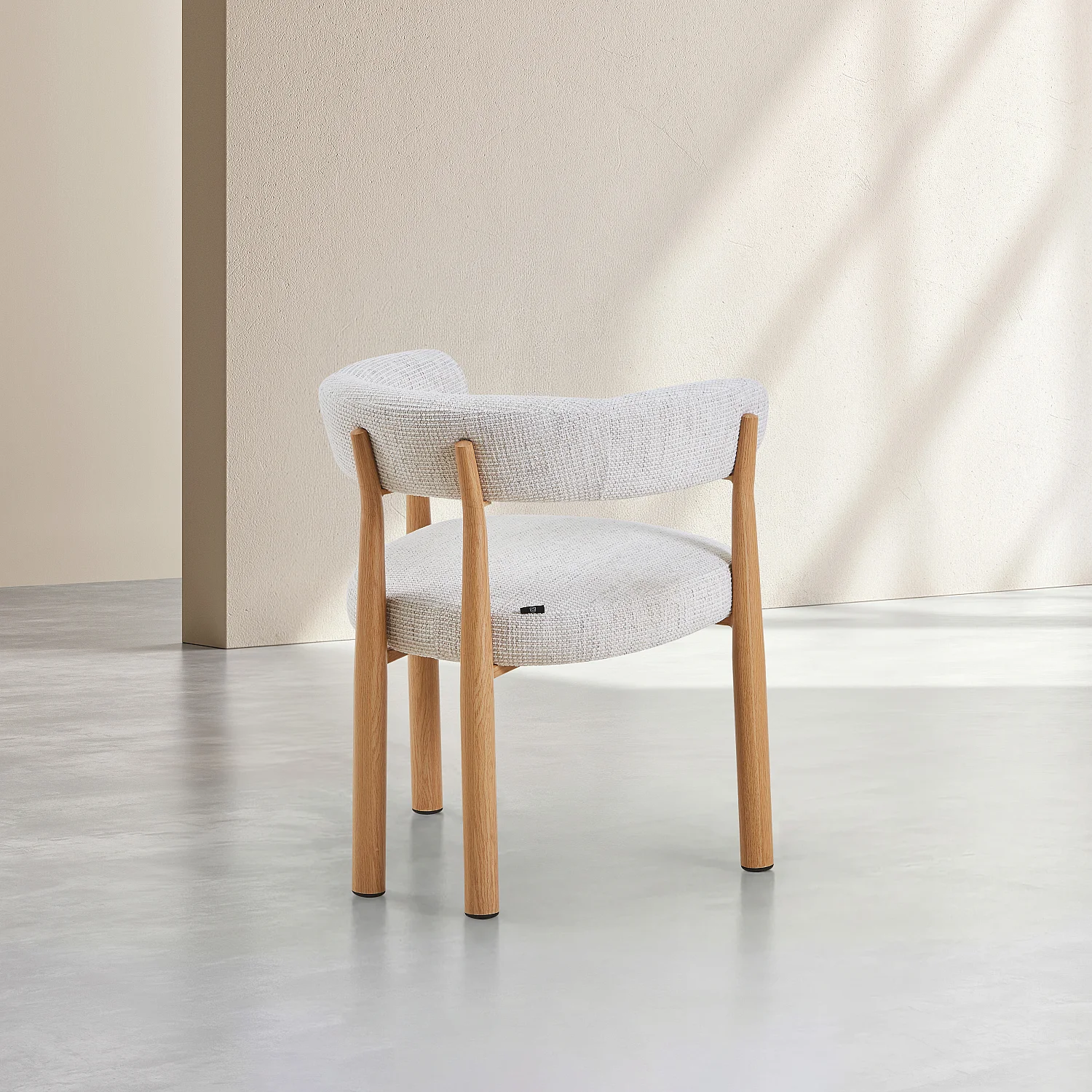 Set di 2 sedie in tessuto e metallo effetto rovere con braccioli - Bianco avorio - 4