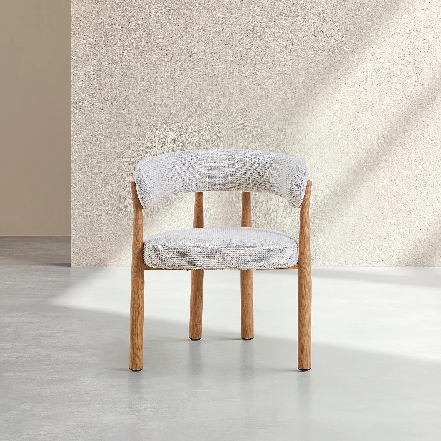 Set di 2 sedie in tessuto e metallo effetto rovere con braccioli - Bianco avorio - 3