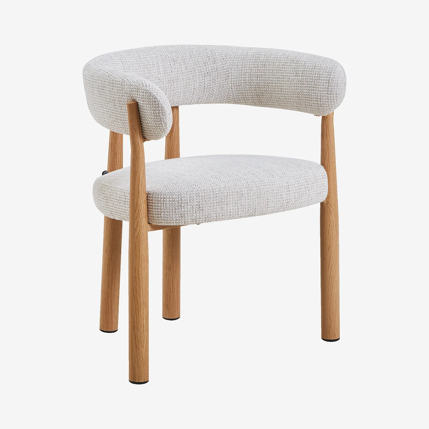 Lot de 2 chaises en tissu et métal finition chêne avec accoudoirs - Blanc cassé - 4