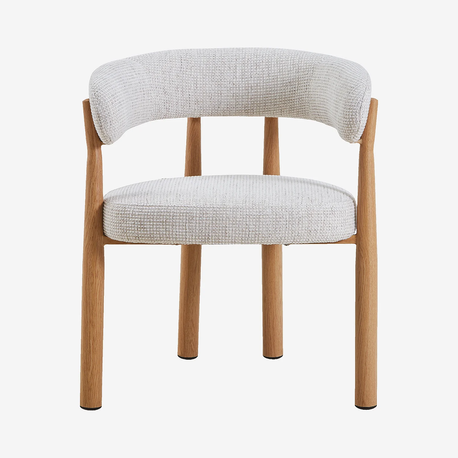 Lot de 2 chaises en tissu et métal finition chêne avec accoudoirs - Blanc cassé - 2