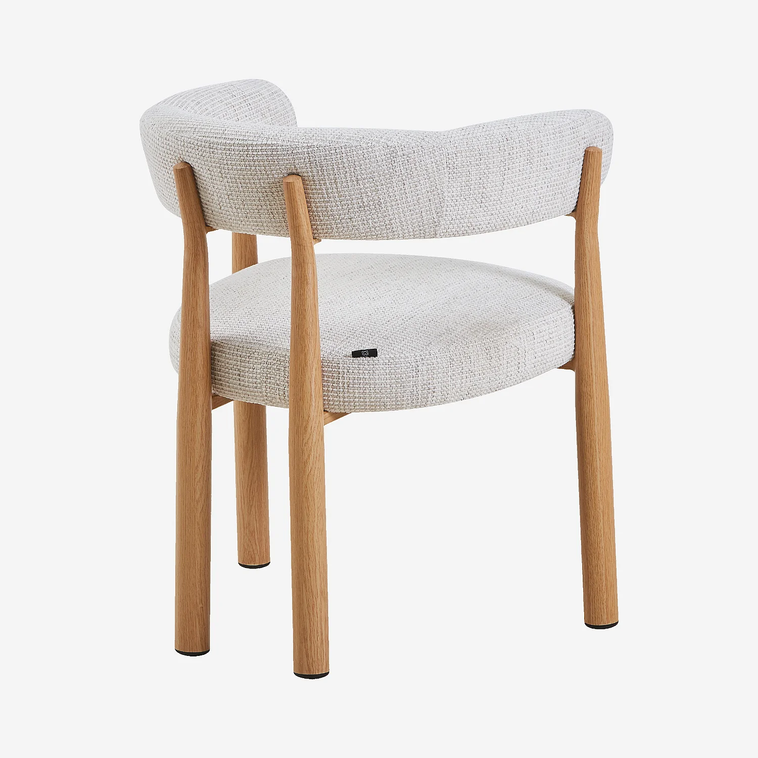 Lot de 2 chaises en tissu et métal finition chêne avec accoudoirs - Blanc cassé - 5