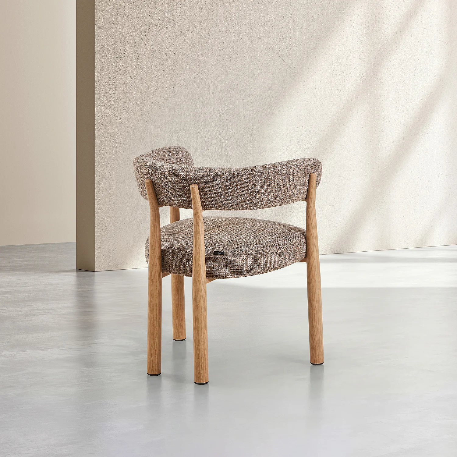 Lot de 2 chaises en tissu et métal finition chêne avec accoudoirs - Taupe - 4