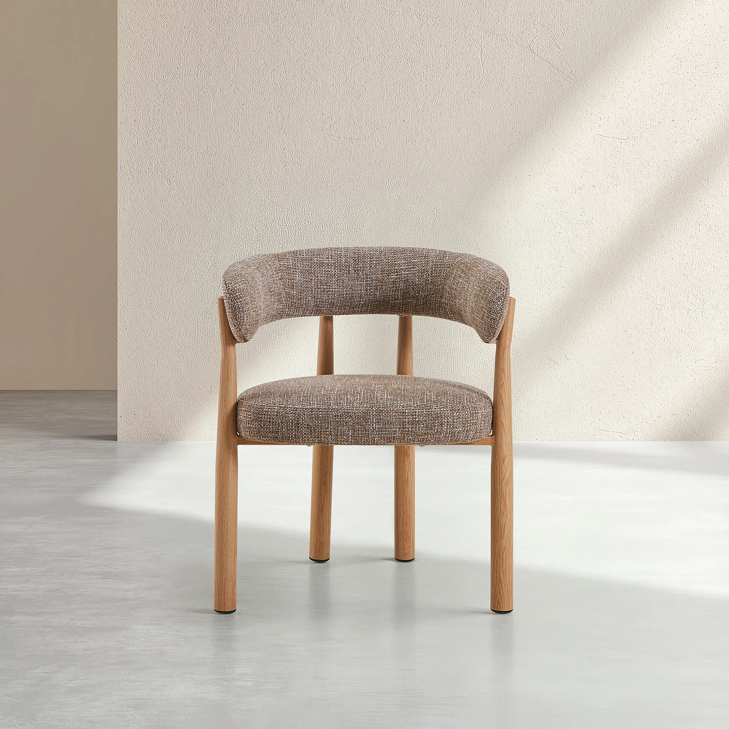Lot de 2 chaises en tissu et métal finition chêne avec accoudoirs - Taupe - 3