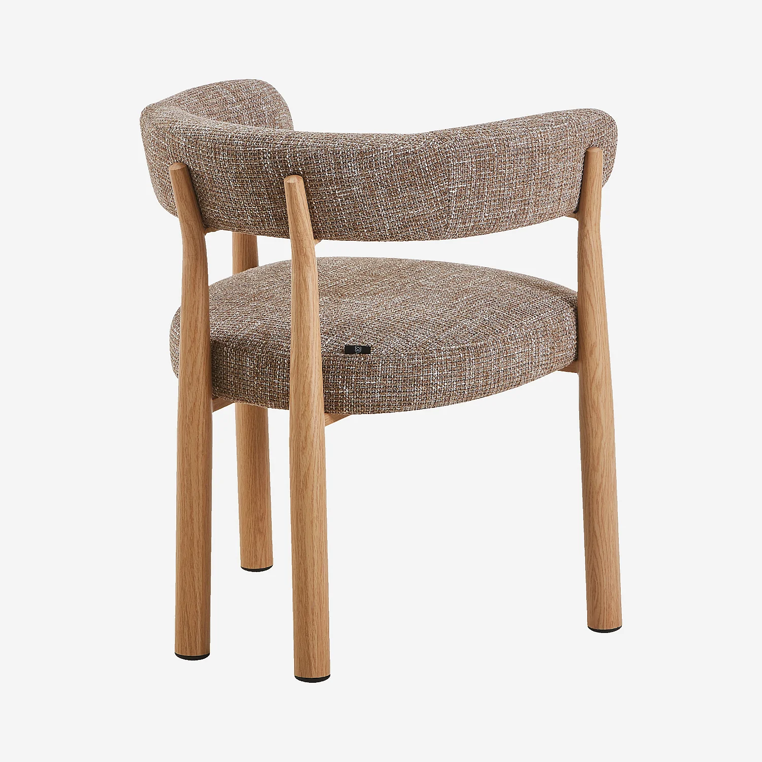 Lot de 2 chaises en tissu et métal finition chêne avec accoudoirs - Taupe - 5