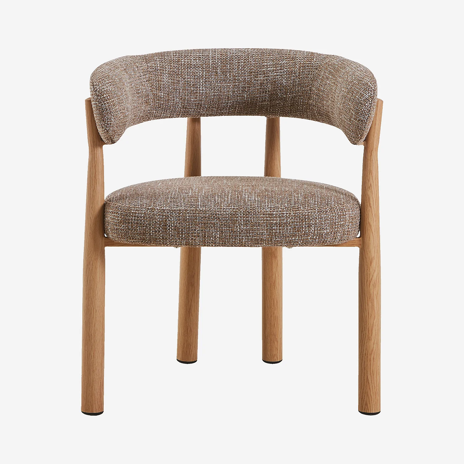 Lot de 2 chaises en tissu et métal finition chêne avec accoudoirs - Taupe - 2