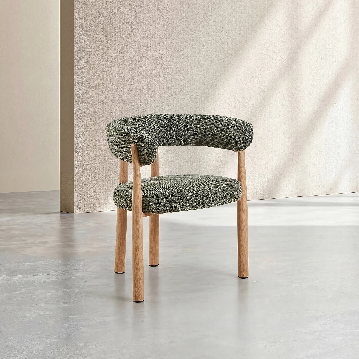 Lot de 2 chaises en tissu et métal finition chêne avec accoudoirs - Vert sapin - 3