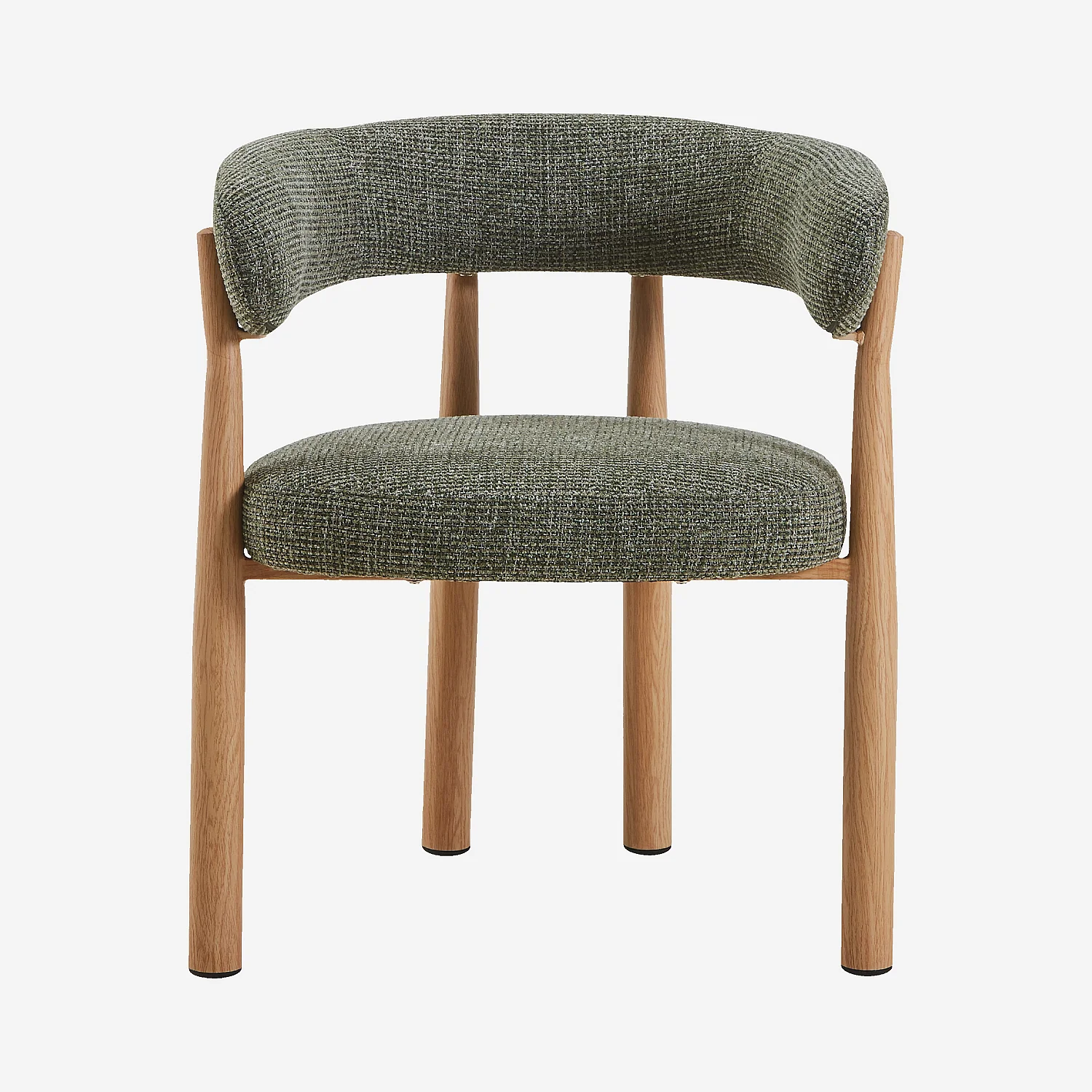 Lot de 2 chaises en tissu et métal finition chêne avec accoudoirs - Vert sapin - 2