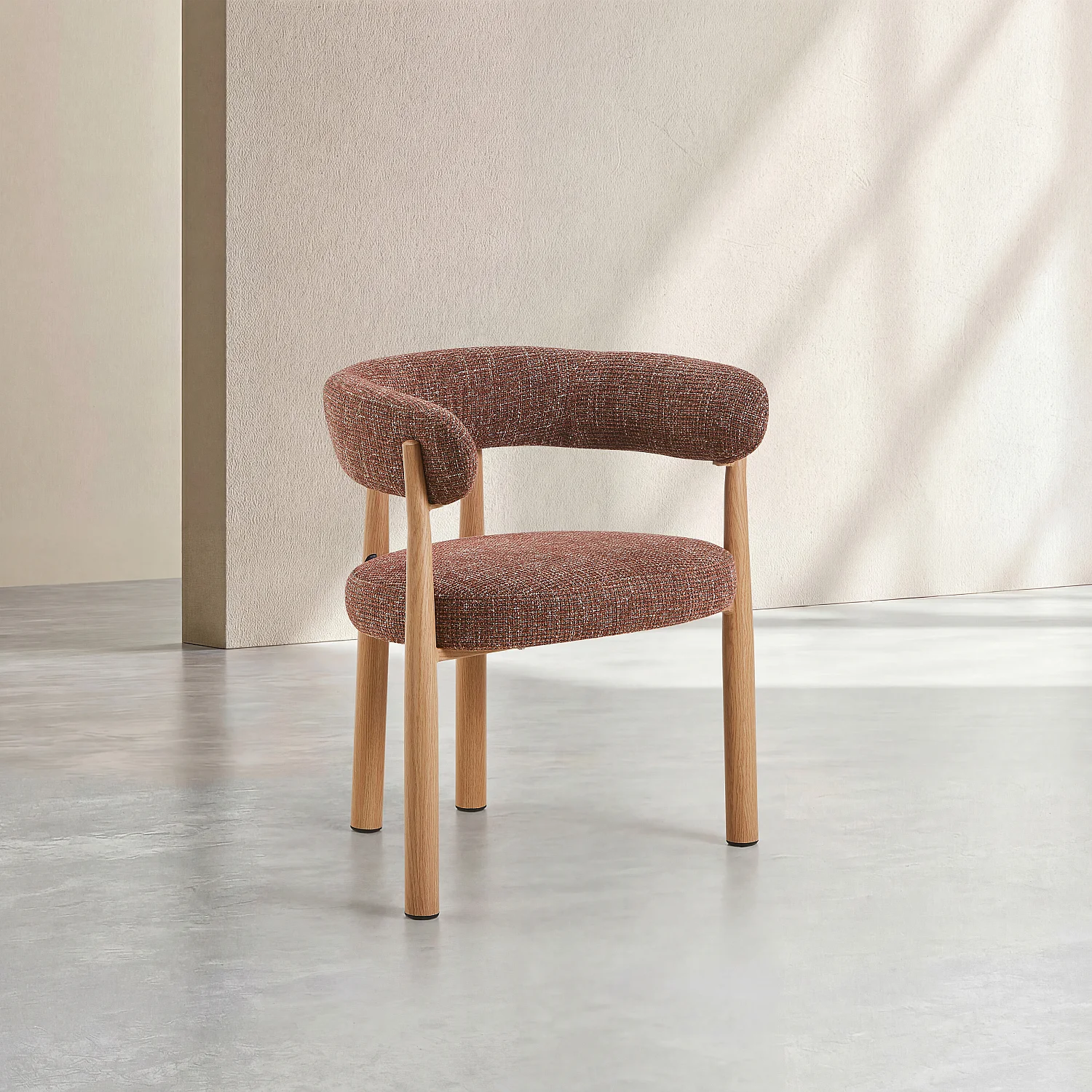 Lot de 2 chaises en tissu et métal finition chêne avec accoudoirs - Terracotta - 3
