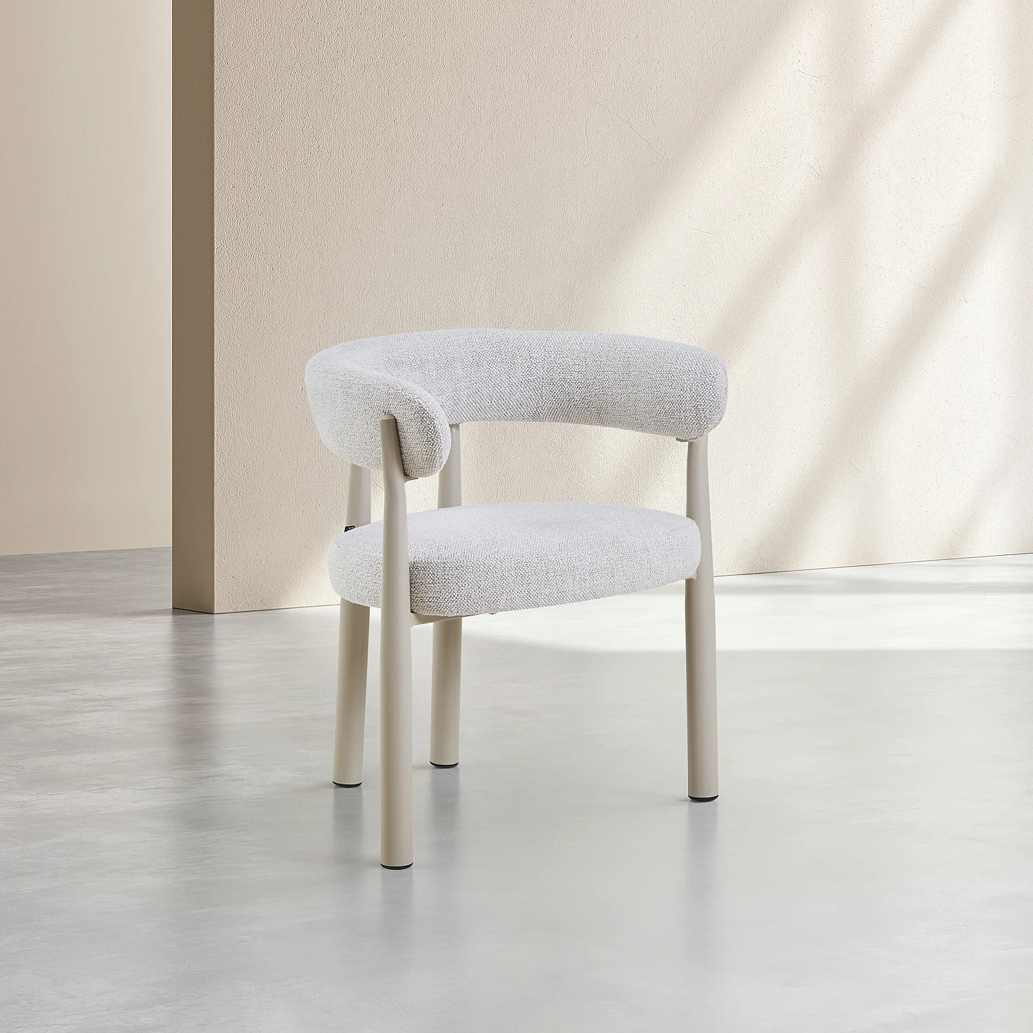 Lot de 2 chaises en tissu et métal crème avec accoudoirs - Ivoire - 3