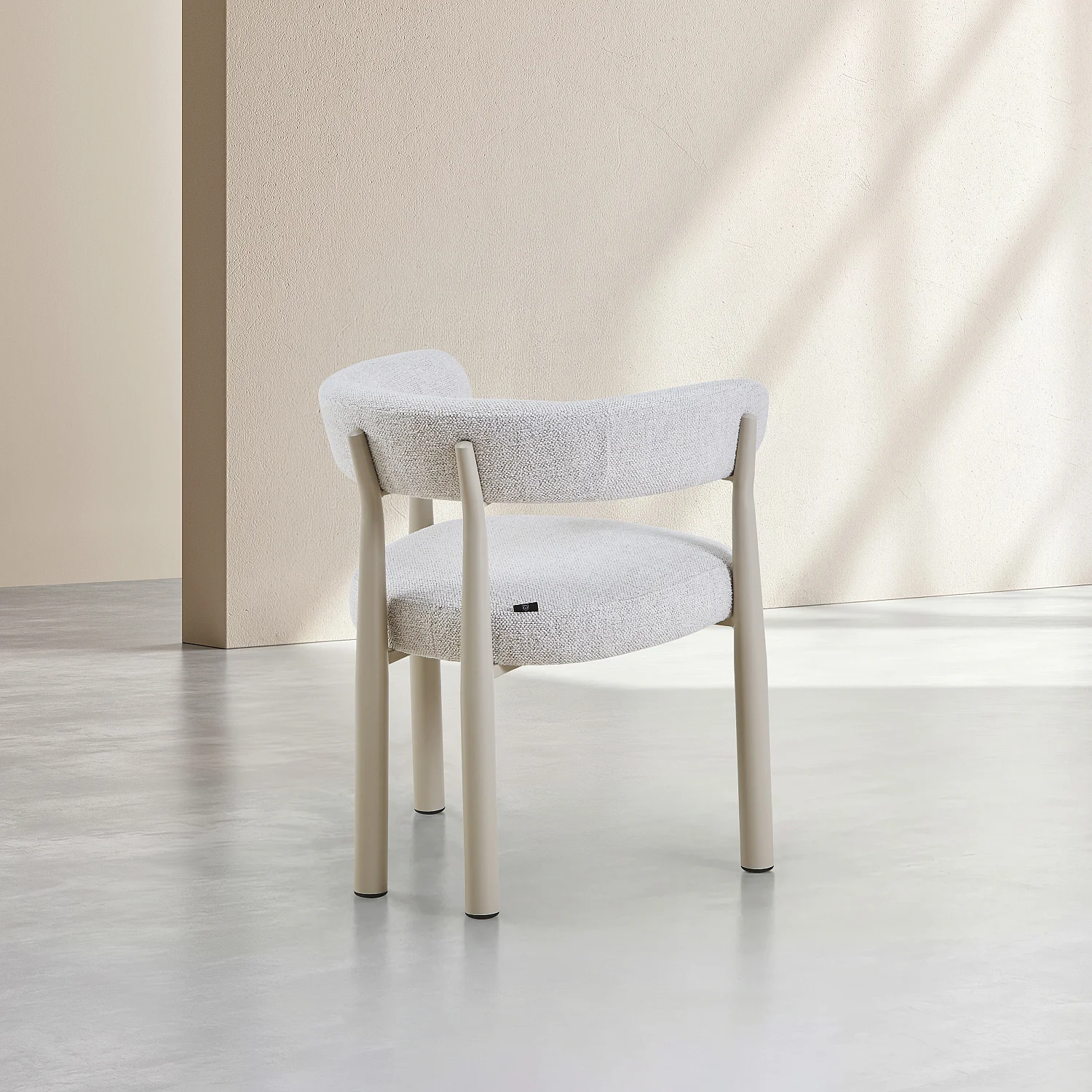 Lot de 2 chaises en tissu et métal crème avec accoudoirs - Ivoire - 4