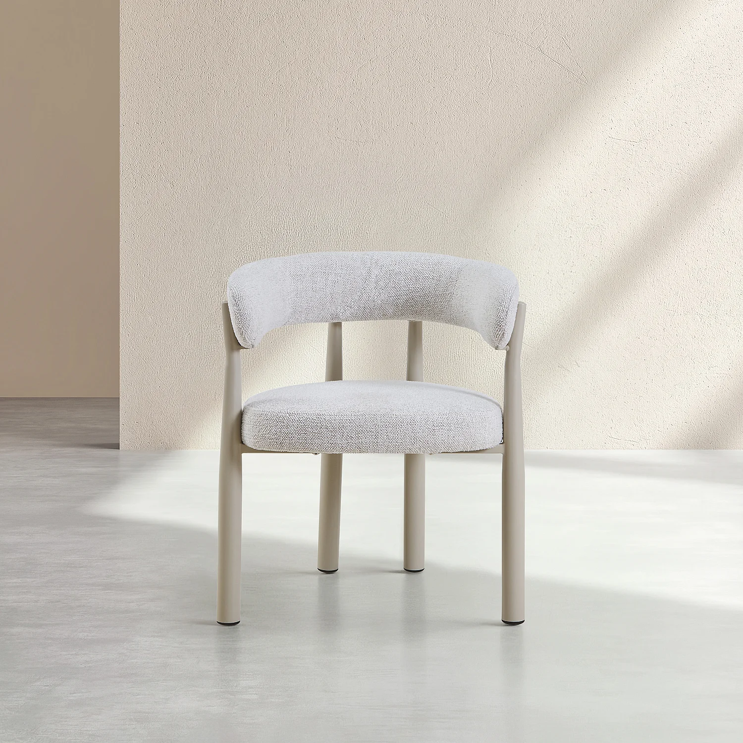 Lot de 2 chaises en tissu et métal crème avec accoudoirs - Ivoire - 2