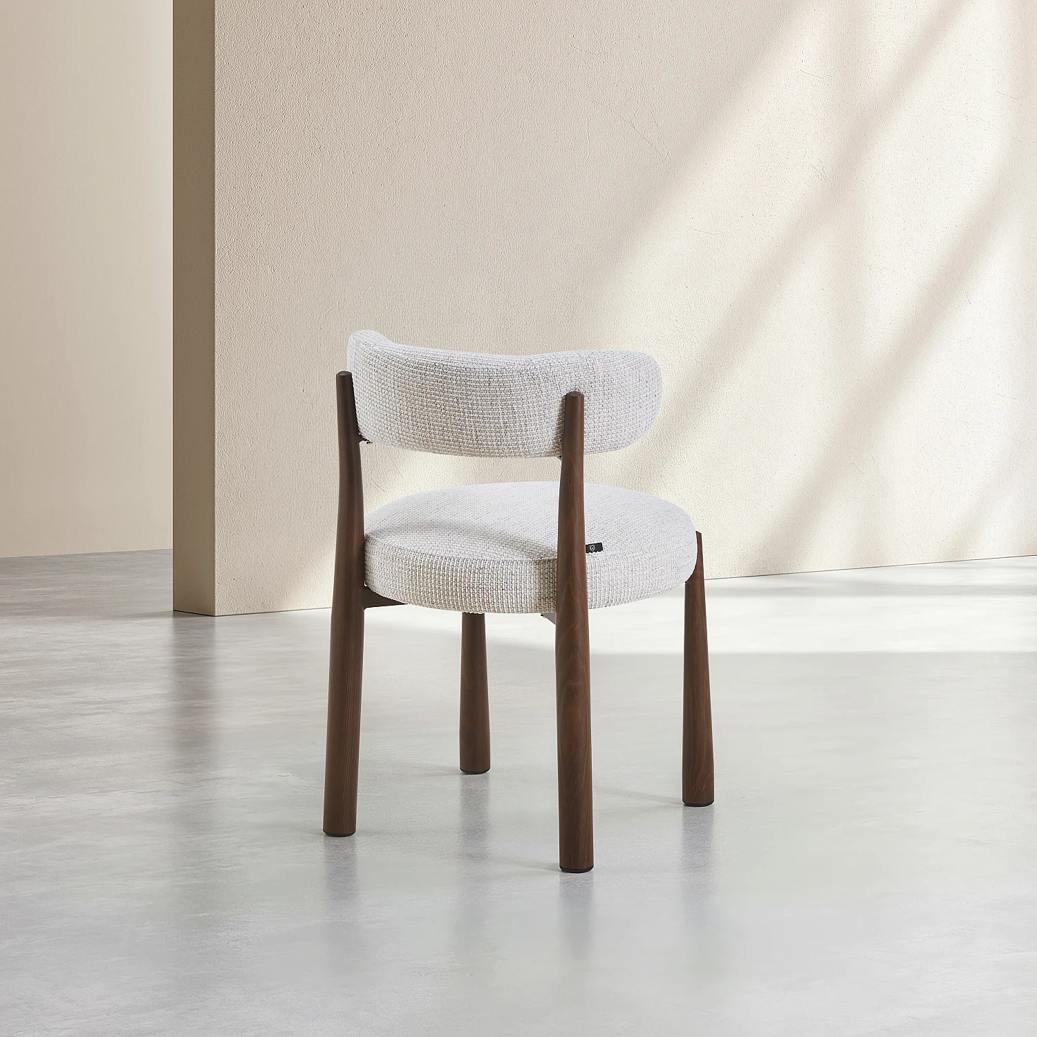Lot de 2 chaises en tissu et métal finition noyer - Blanc cassé - 4