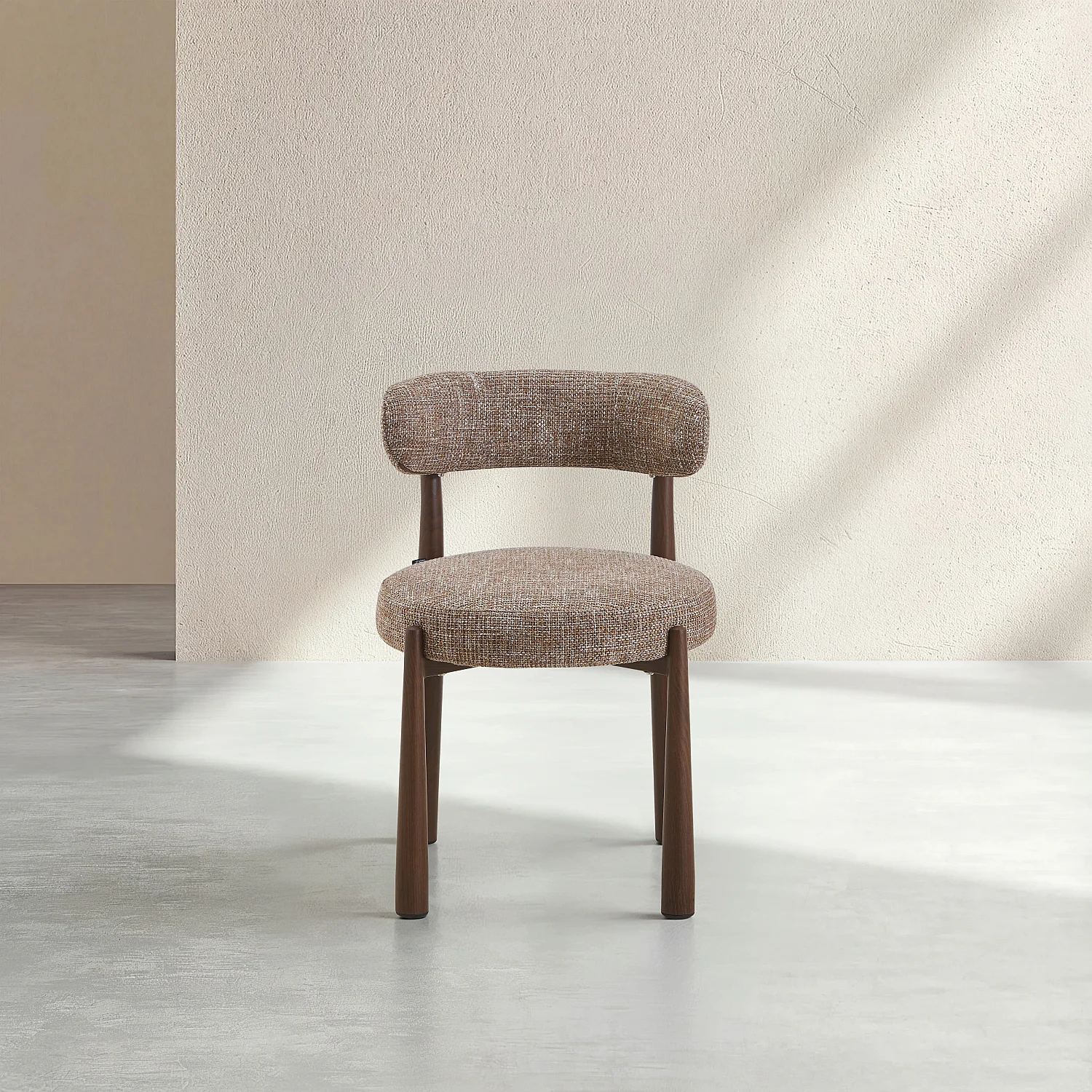 Lot de 2 chaises en tissu et métal finition noyer - Taupe - 2