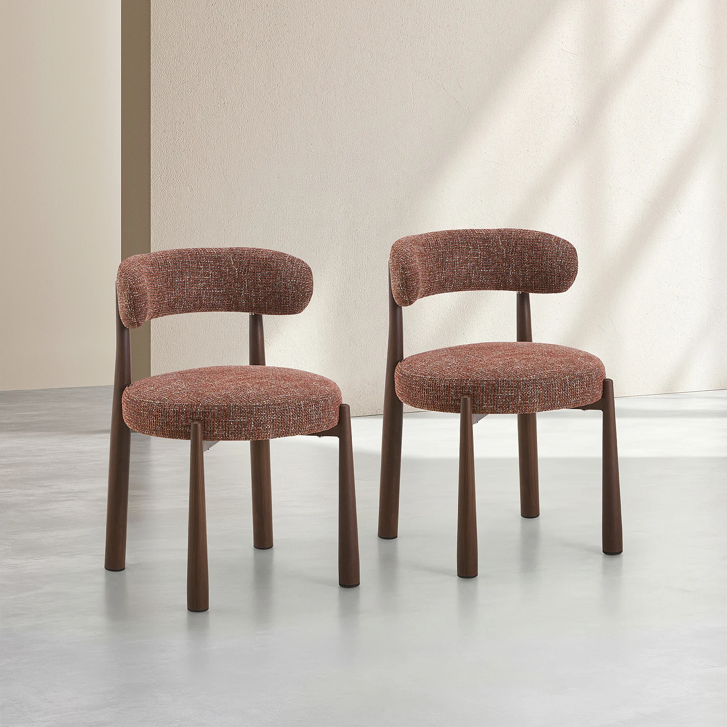 Lot de 2 chaises en tissu et métal finition noyer - Terracotta - 1