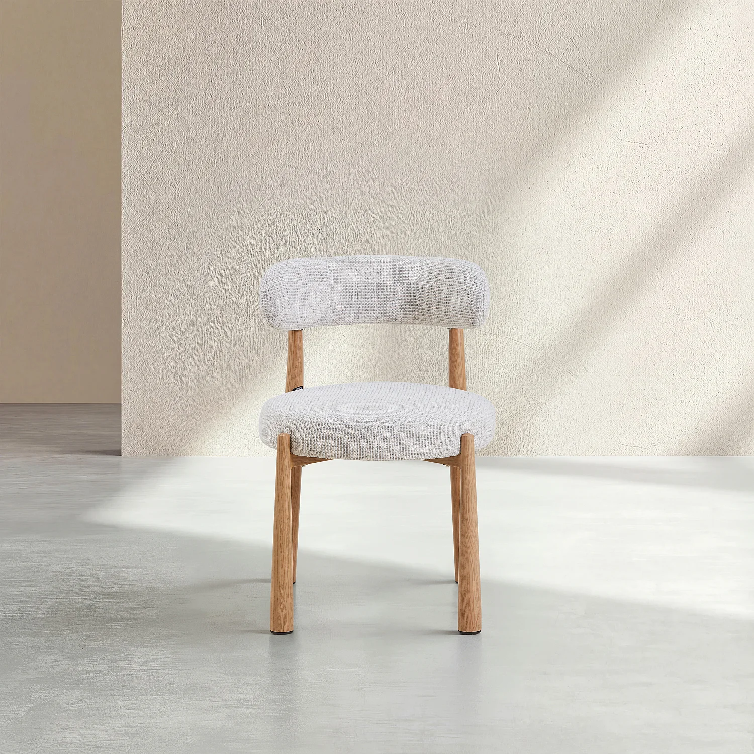 Lot de 2 chaises en tissu et métal finition chêne - Blanc cassé - 2