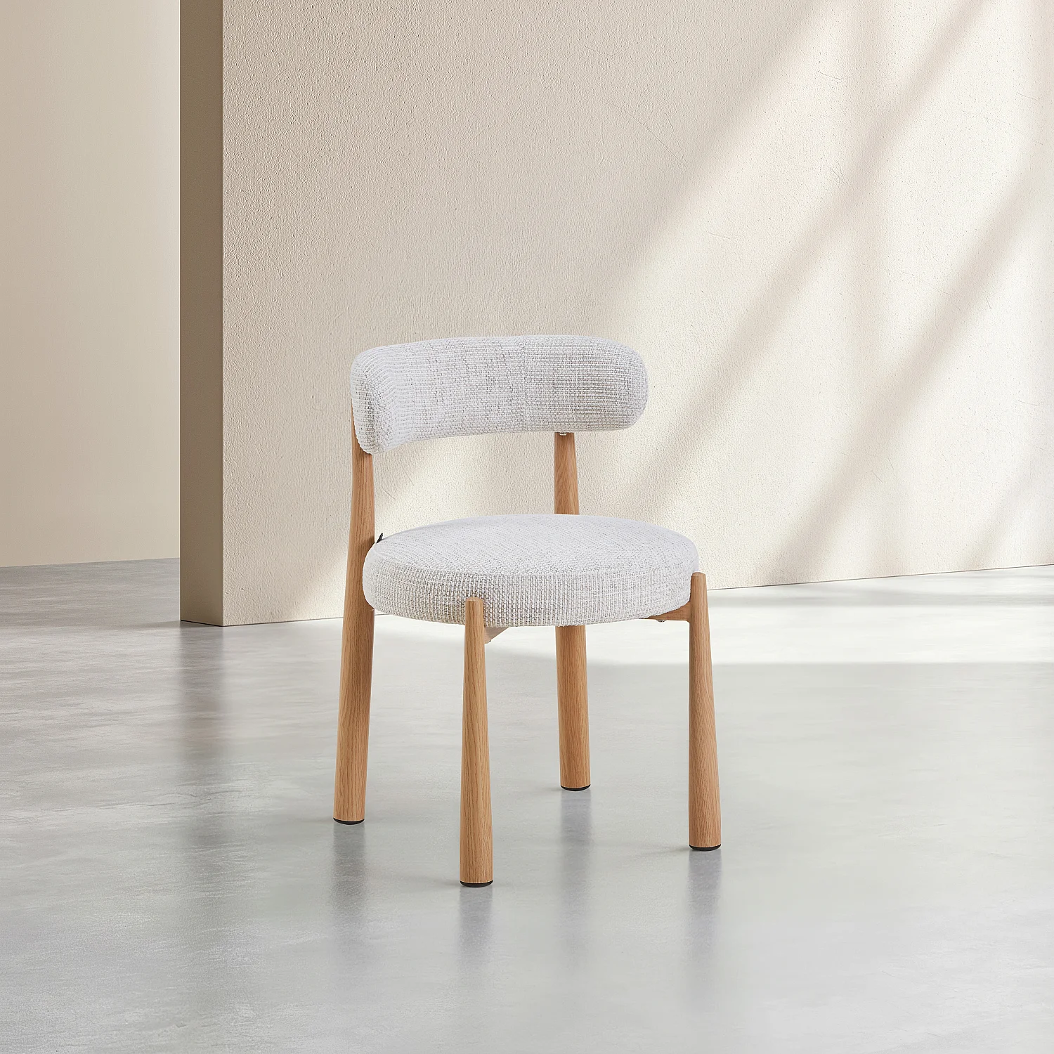 Lot de 2 chaises en tissu et métal finition chêne - Blanc cassé - 5