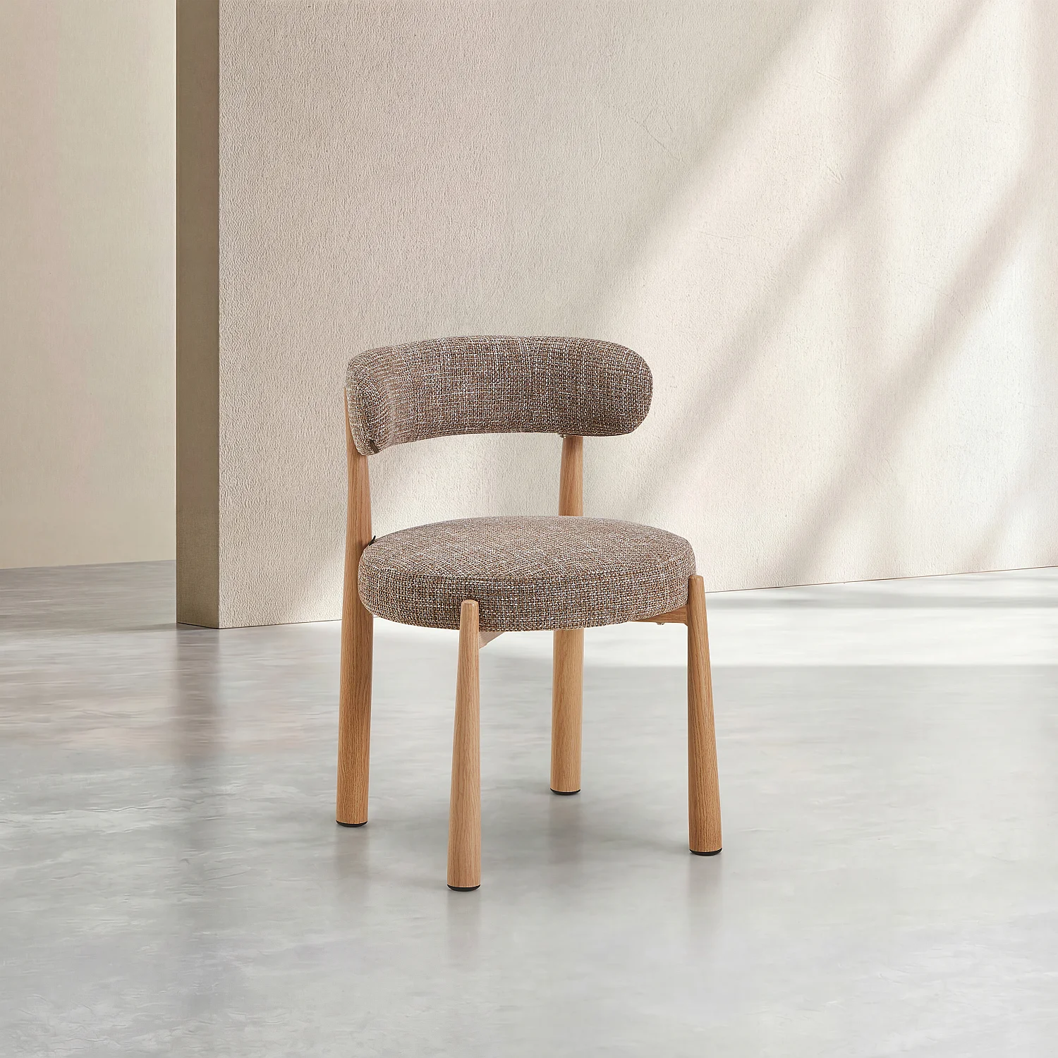 Lot de 2 chaises en tissu et métal finition chêne - Taupe - 5