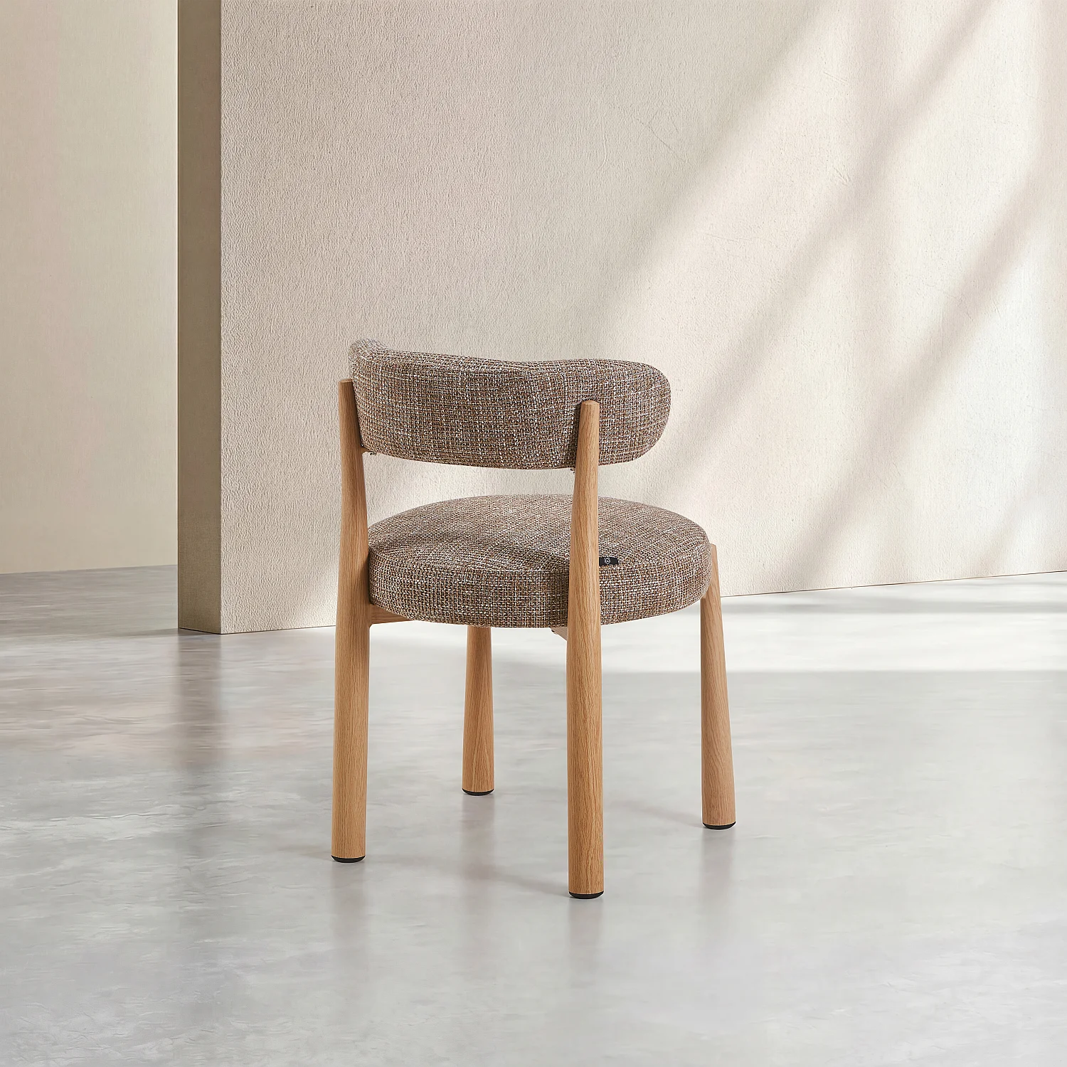 Lot de 2 chaises en tissu et métal finition chêne - Taupe - 4