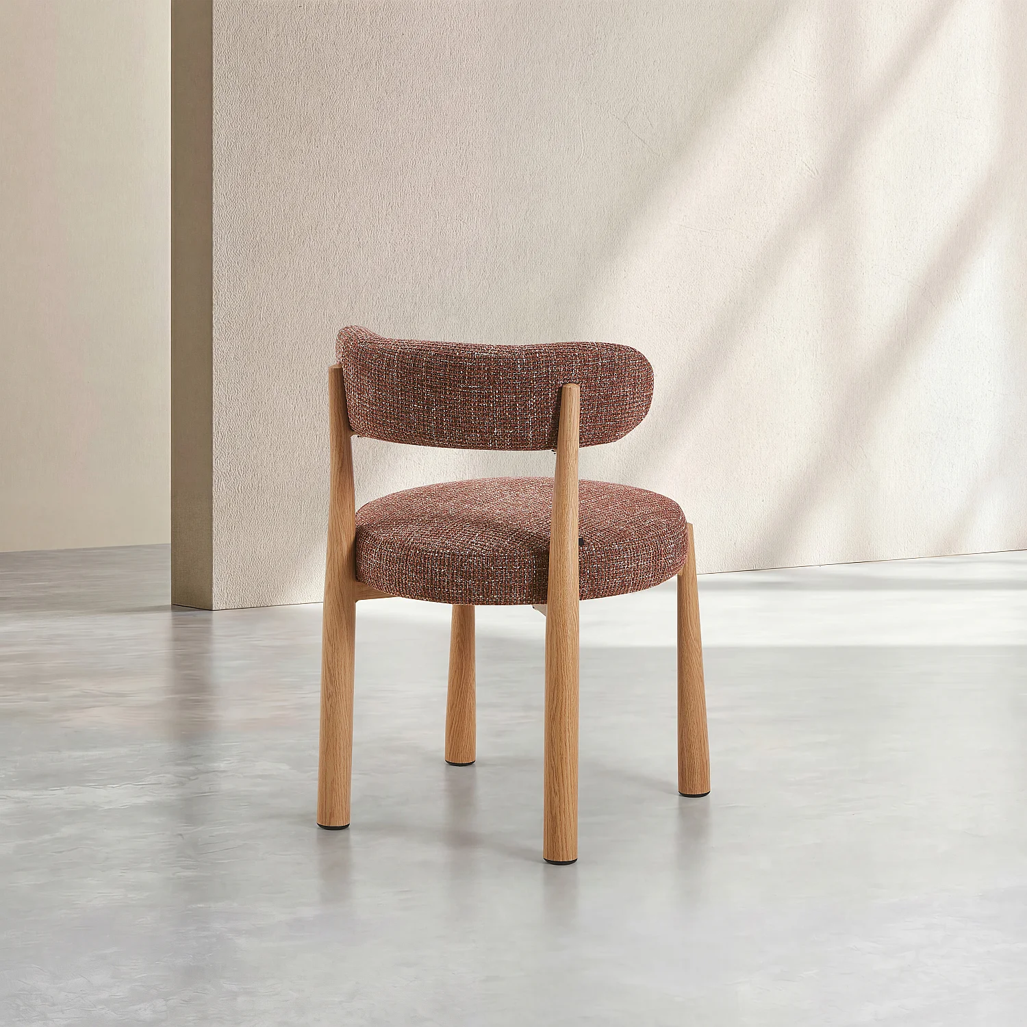 Lot de 2 chaises en tissu et métal finition chêne - Terracotta - 4