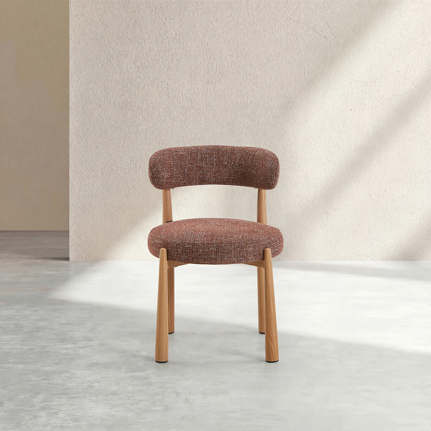 Lot de 2 chaises en tissu et métal finition chêne - Terracotta - 2