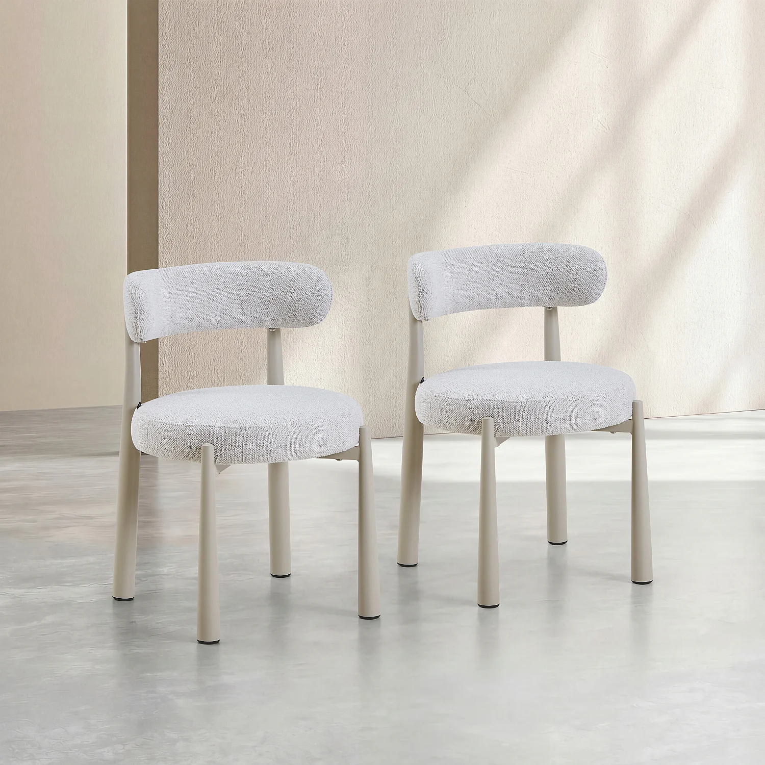 Lot de 2 chaises en tissu et métal crème - Ivoire - 1