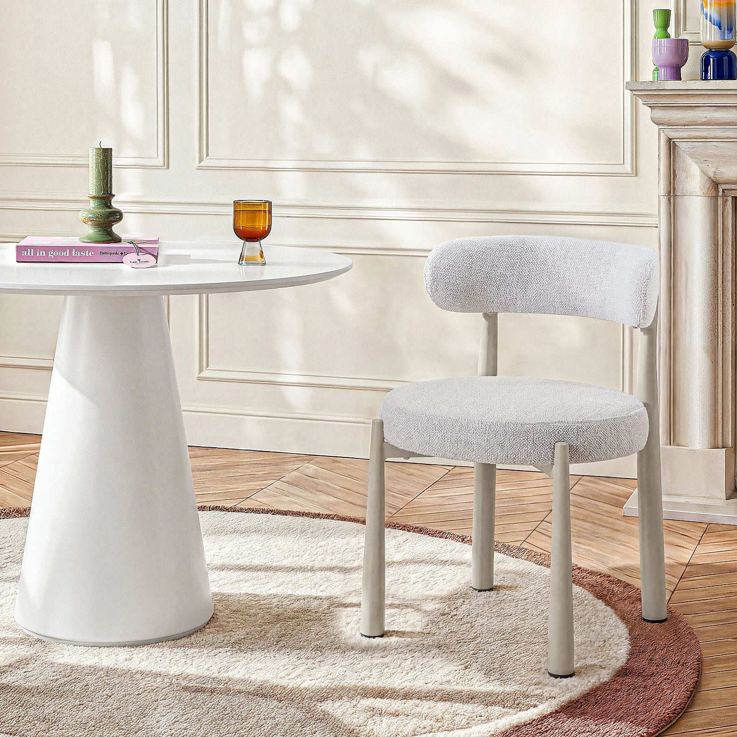 Lot de 2 chaises en tissu et métal crème - Ivoire - 1