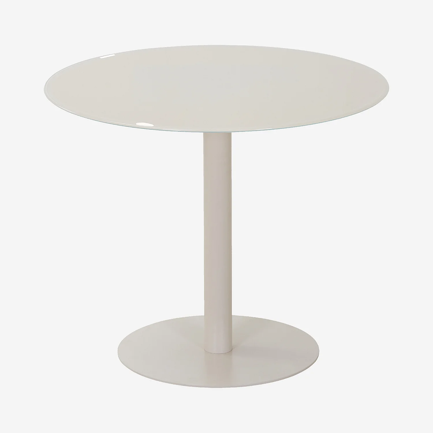 Table ronde en métal et verre trempé - Beige - 1