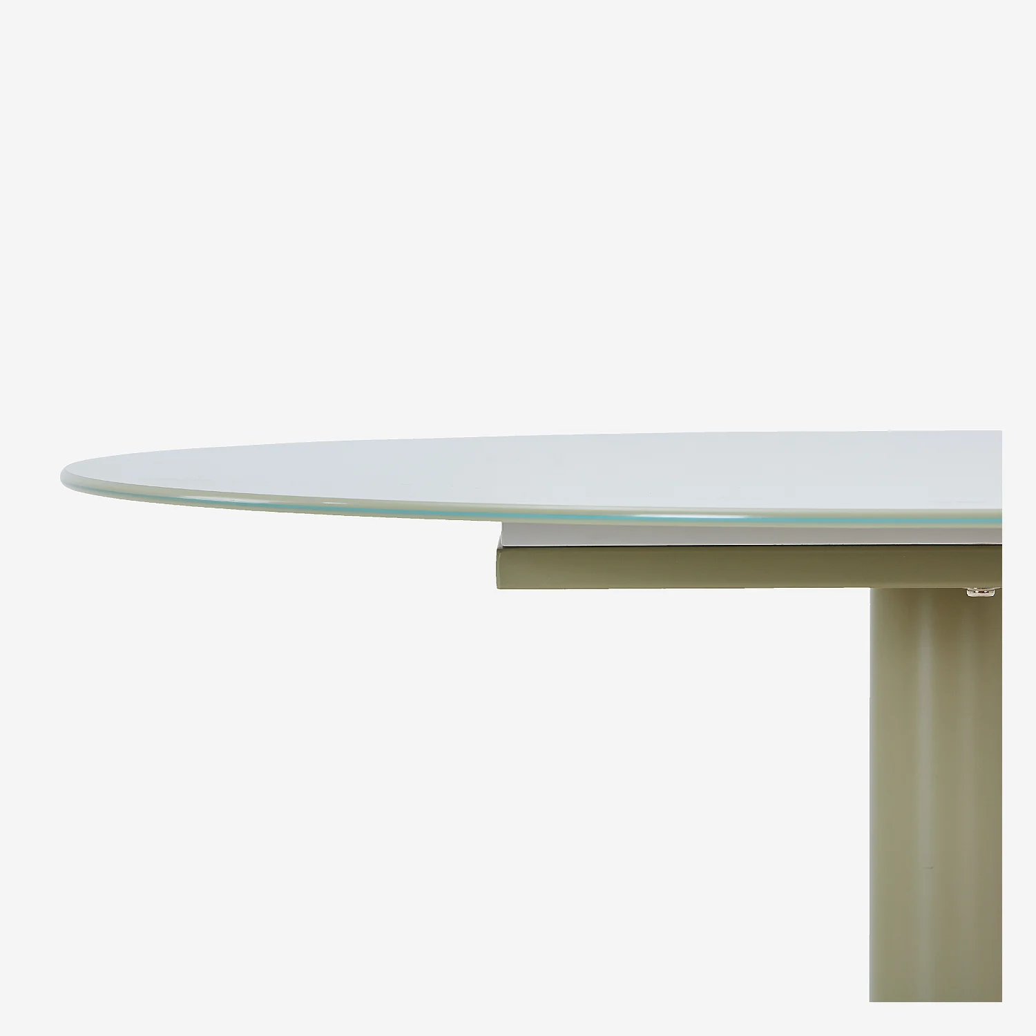 Table ronde en métal et verre trempé - Vert sauge - 3