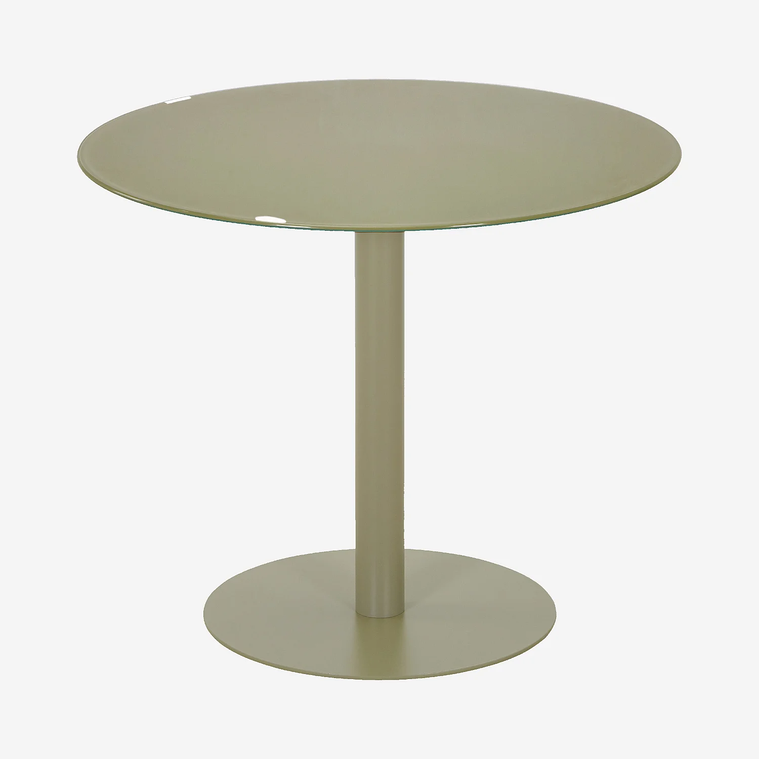 Table ronde en métal et verre trempé - Vert sauge - 1