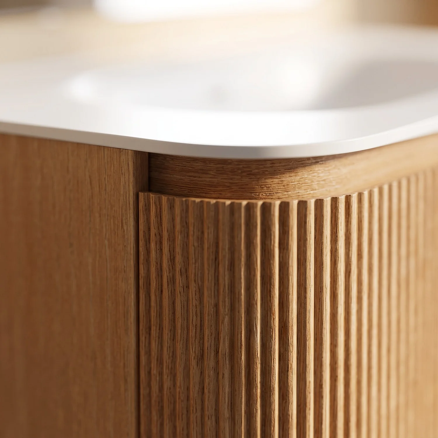 Waschbeckenunterschrank hängend mit 2 Schubladen mit Eichenfinish - 80 cm - Natur - 4