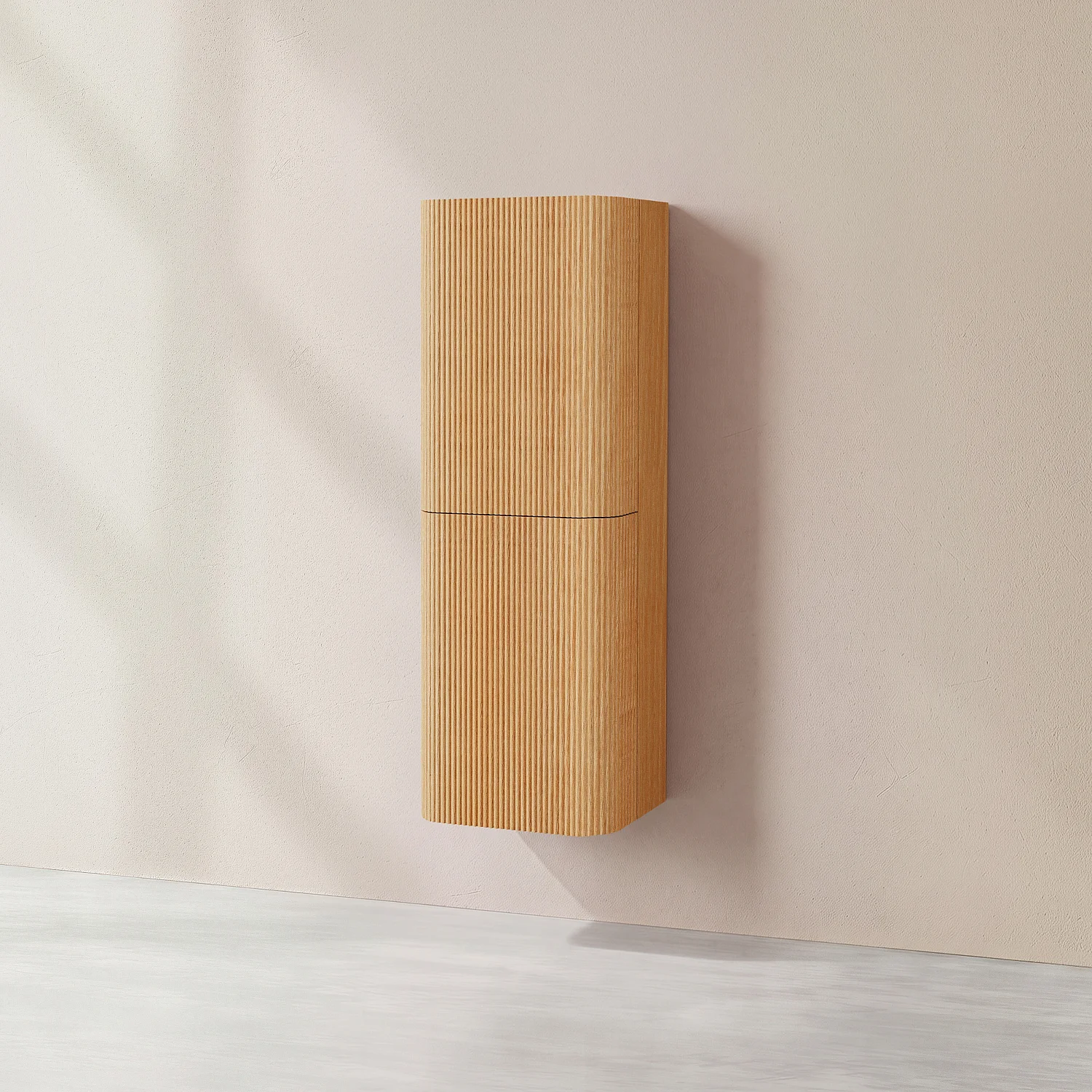 Hängender Badschrank mit 2 Türen mit Eichenfinish - Natur - 3