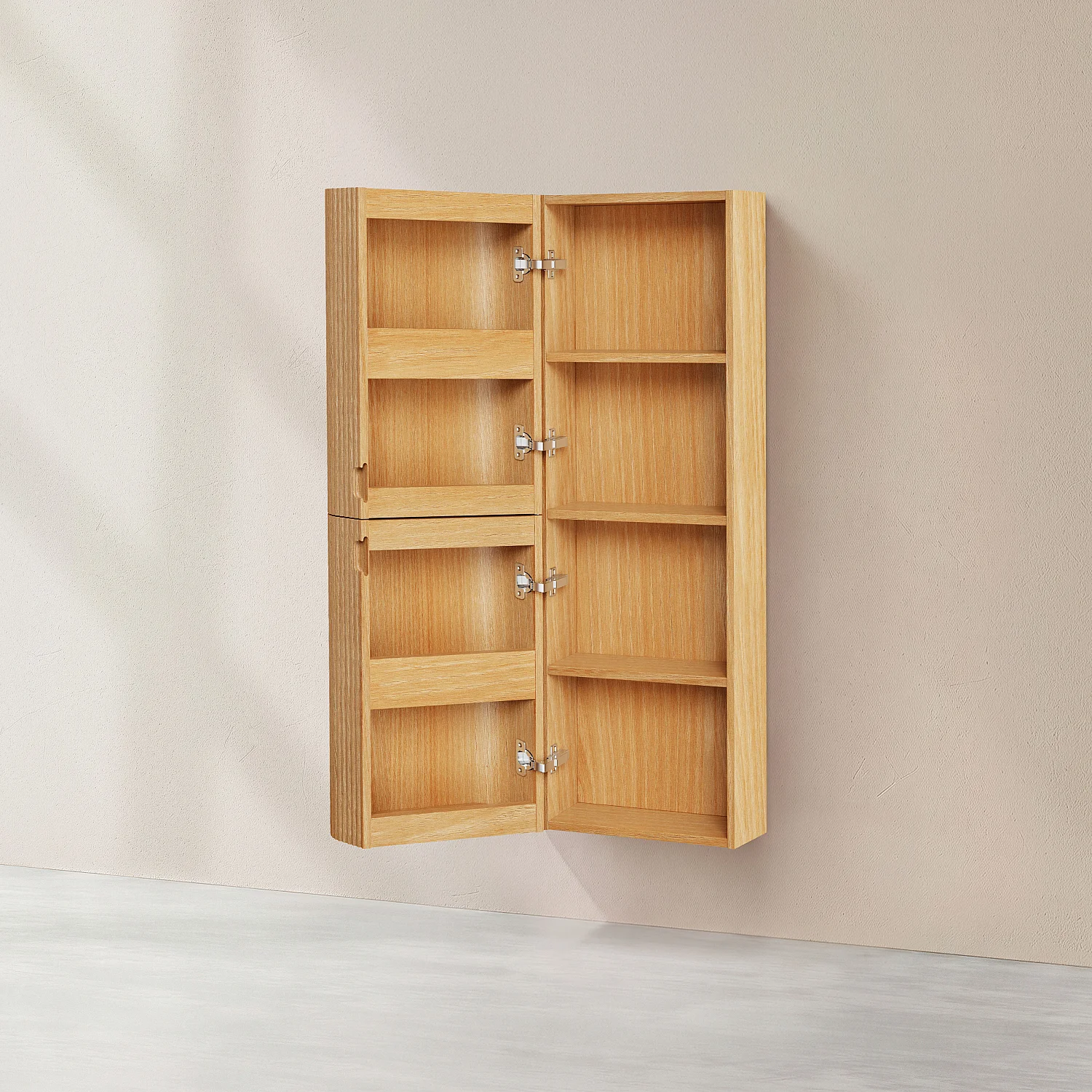 Hängender Badschrank mit 2 Türen mit Eichenfinish - Natur - 4