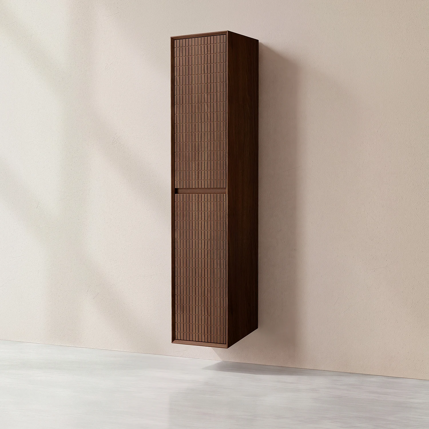 Hängender Badschrank mit 2 Türen mit Nussbaumfinish - Dunkelnatur - 3