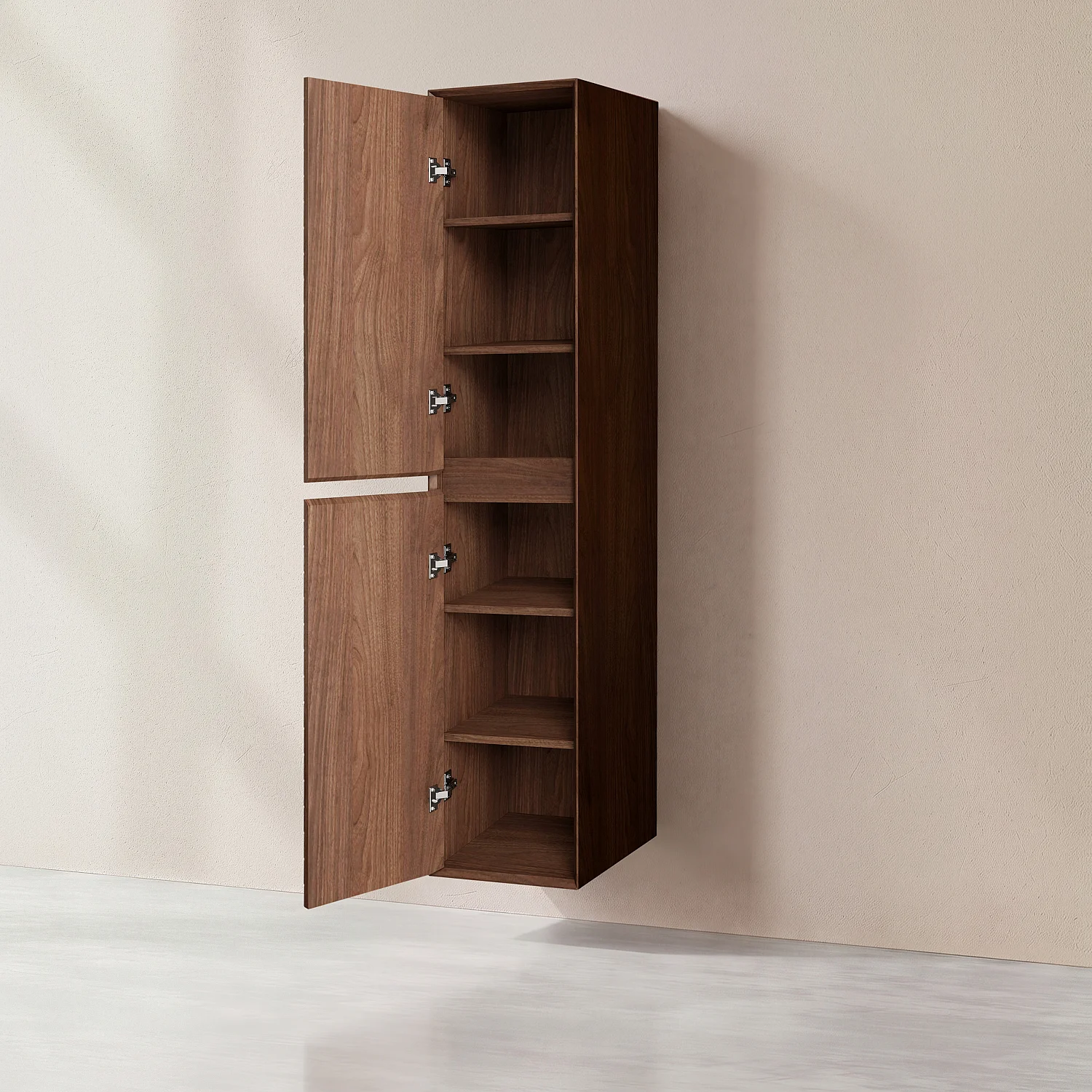 Hängender Badschrank mit 2 Türen mit Nussbaumfinish - Dunkelnatur - 4