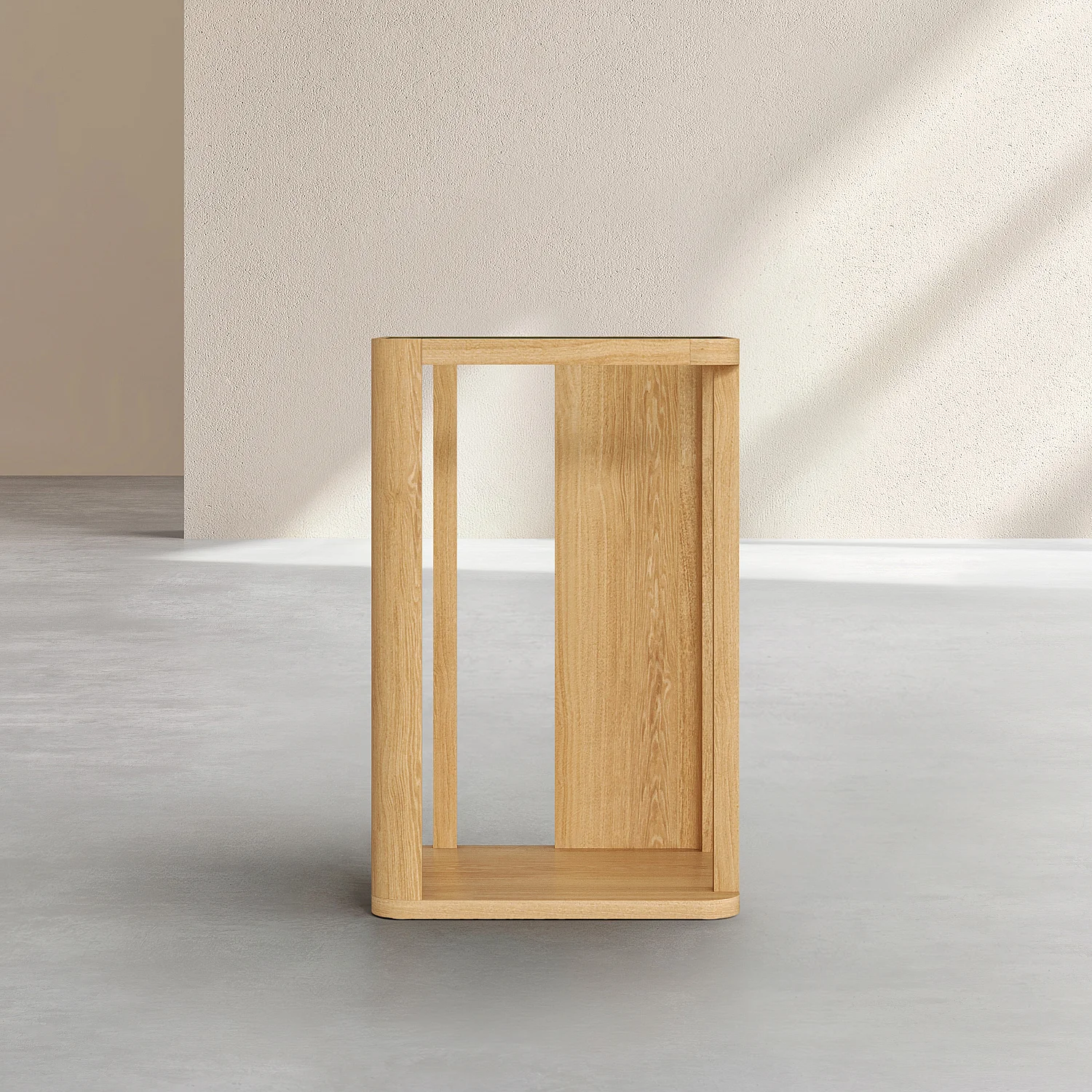 Table d'appoint en bois massif plaqué chêne et verre trempé - Naturel - Design by Hélèna Pille - 2