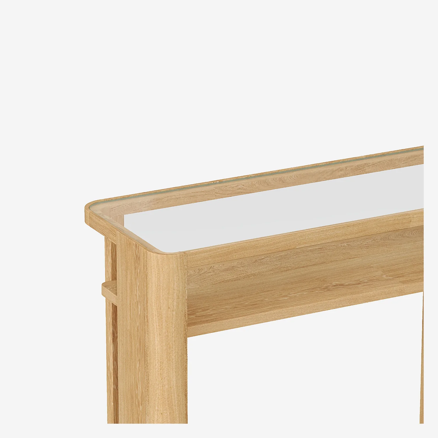 Konsole aus Massivholz mit Eichenfurnier und Sicherheitsglas - Natur - 3