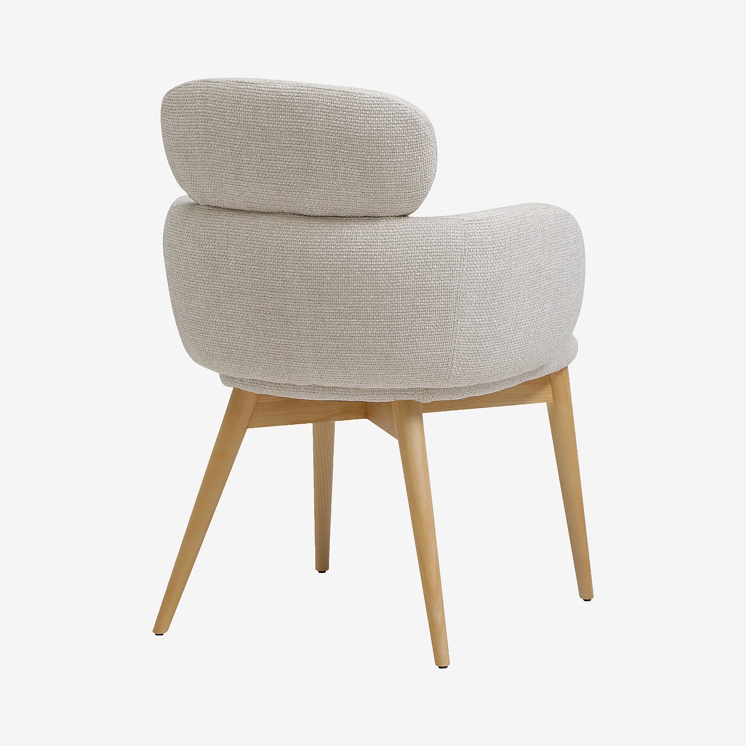 Lot de 2 chaises en tissu et bois massif finition chêne avec accoudoirs - Beige - 4