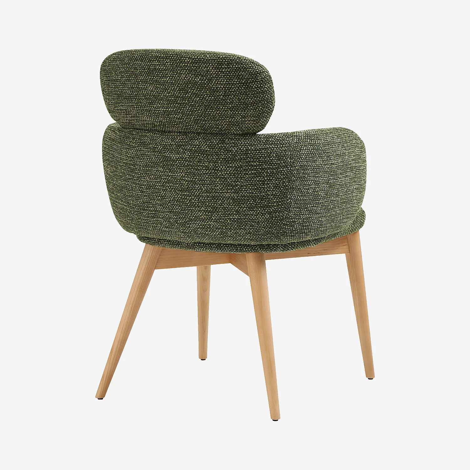 Lot de 2 chaises en tissu et bois massif finition chêne avec accoudoirs - Vert kaki - 4