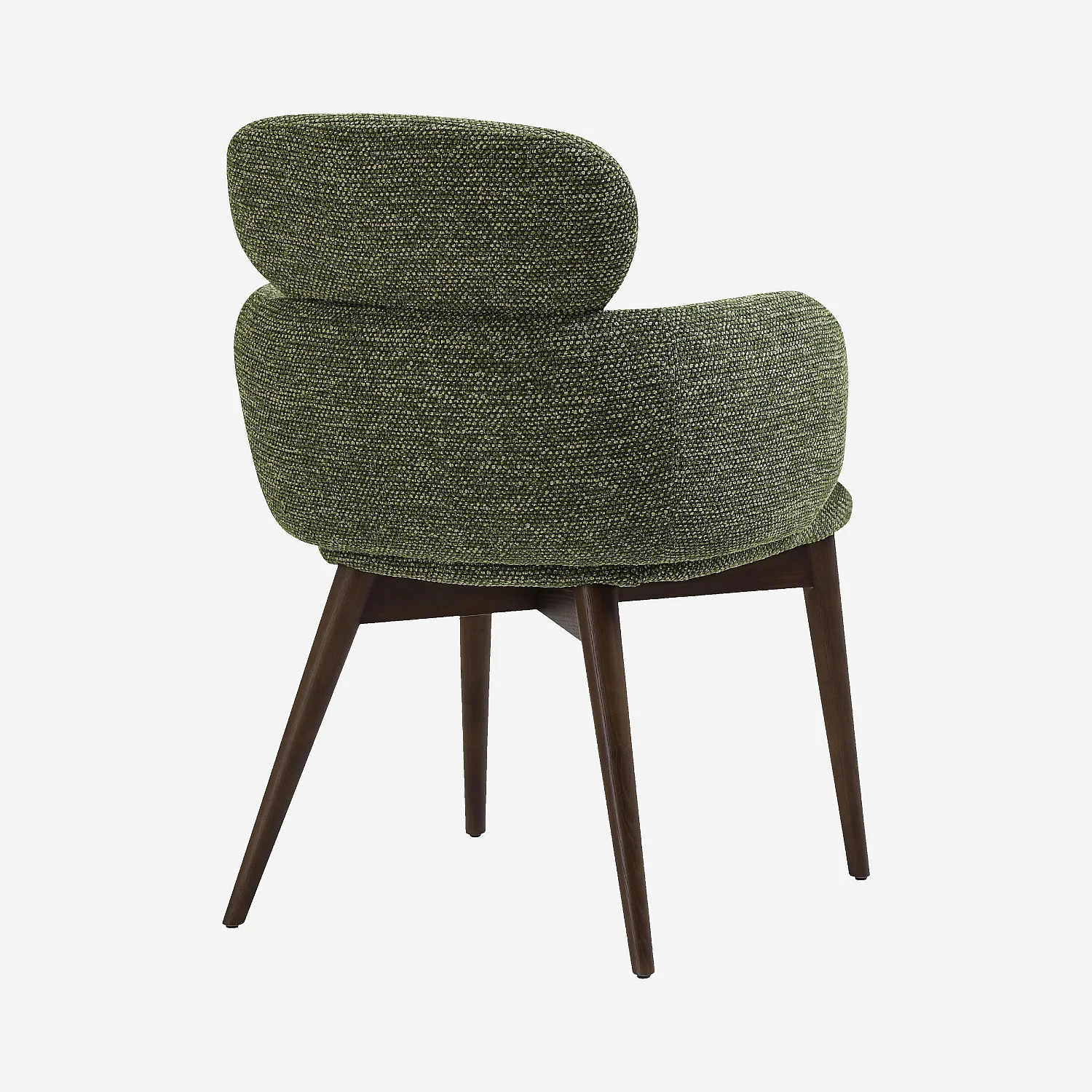 Lot de 2 chaises en tissu et bois massif finition noyer avec accoudoirs - Vert kaki - 4
