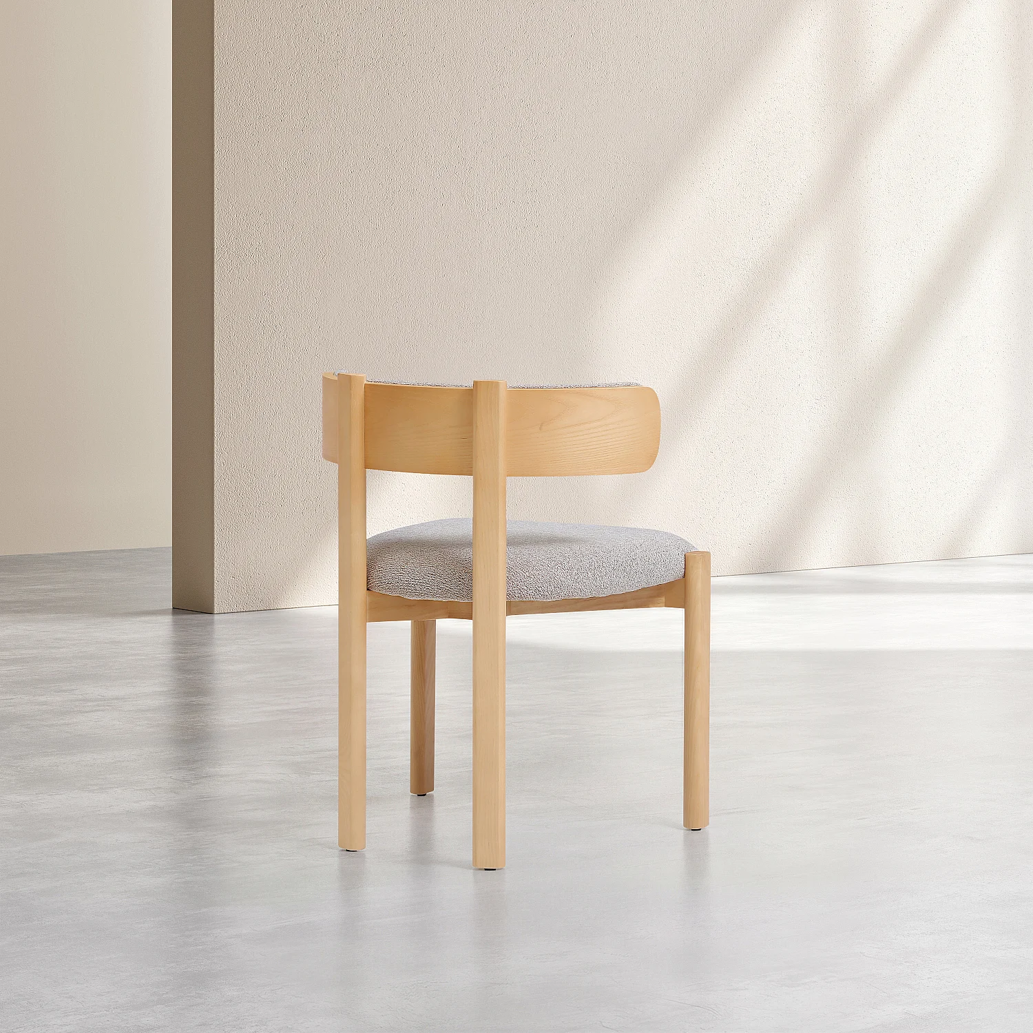Conjunto de 2 sillas de tejido y madera maciza acabado roble - Beige jaspeado - 4