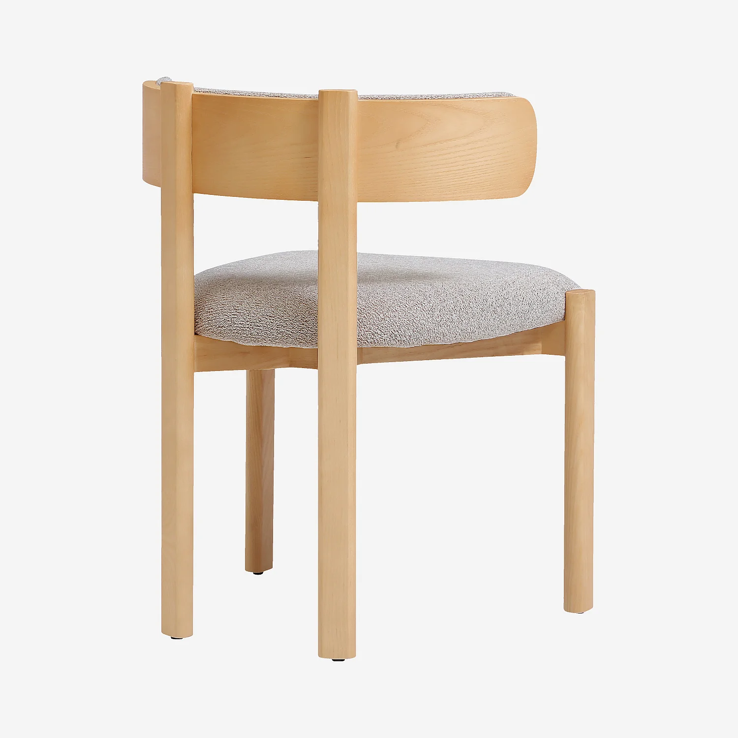Lot de 2 chaises en tissu et bois massif finition chêne - Beige chiné - 4